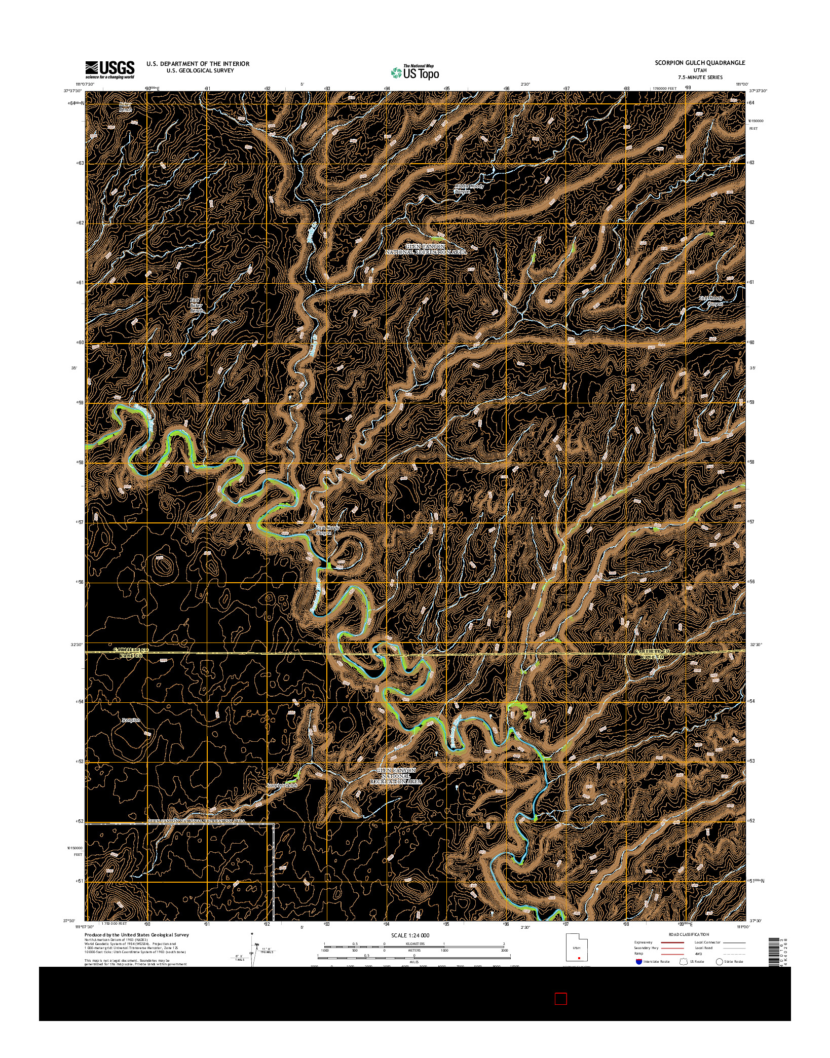 USGS US TOPO 7.5-MINUTE MAP FOR SCORPION GULCH, UT 2014