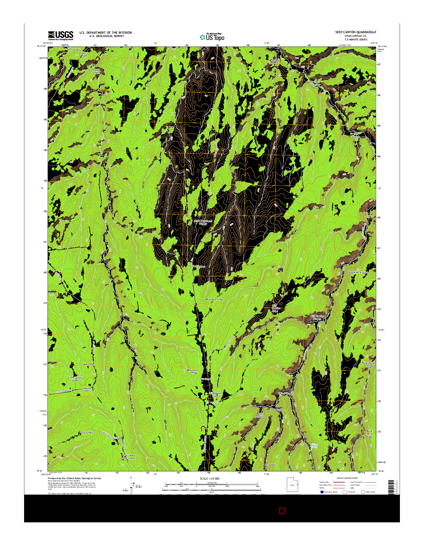 USGS US TOPO 7.5-MINUTE MAP FOR SEEP CANYON, UT 2014