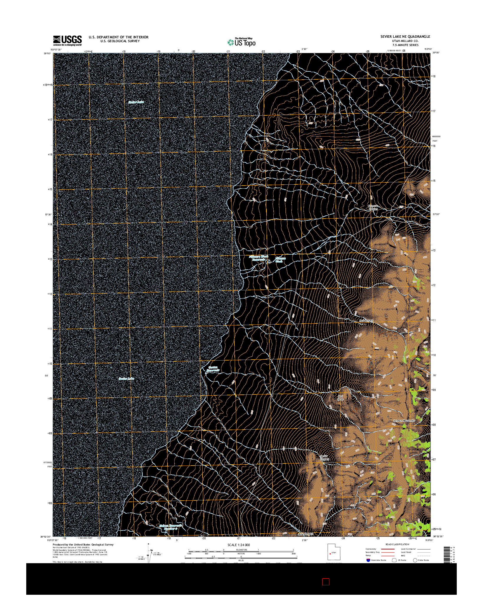 USGS US TOPO 7.5-MINUTE MAP FOR SEVIER LAKE NE, UT 2014