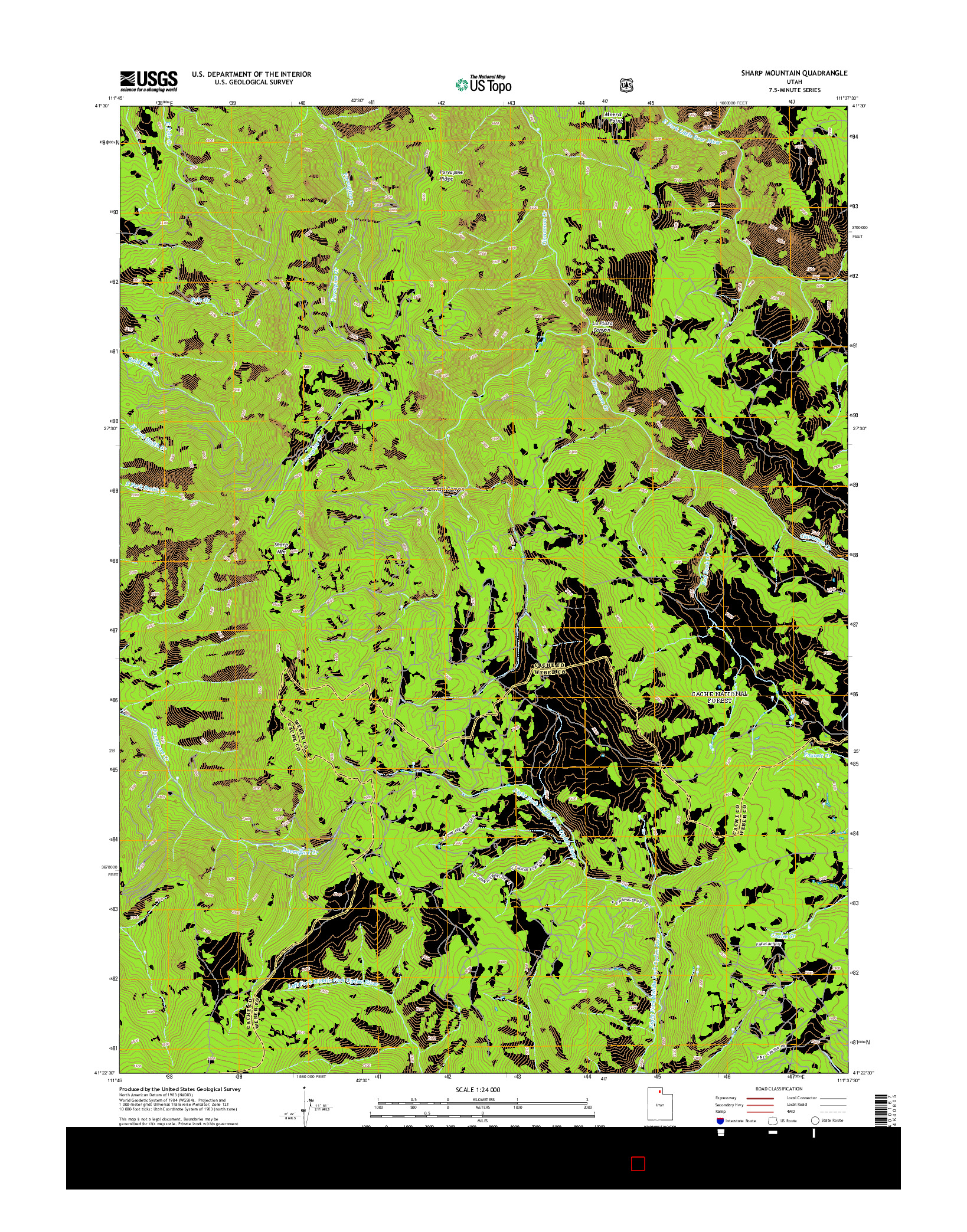 USGS US TOPO 7.5-MINUTE MAP FOR SHARP MOUNTAIN, UT 2014