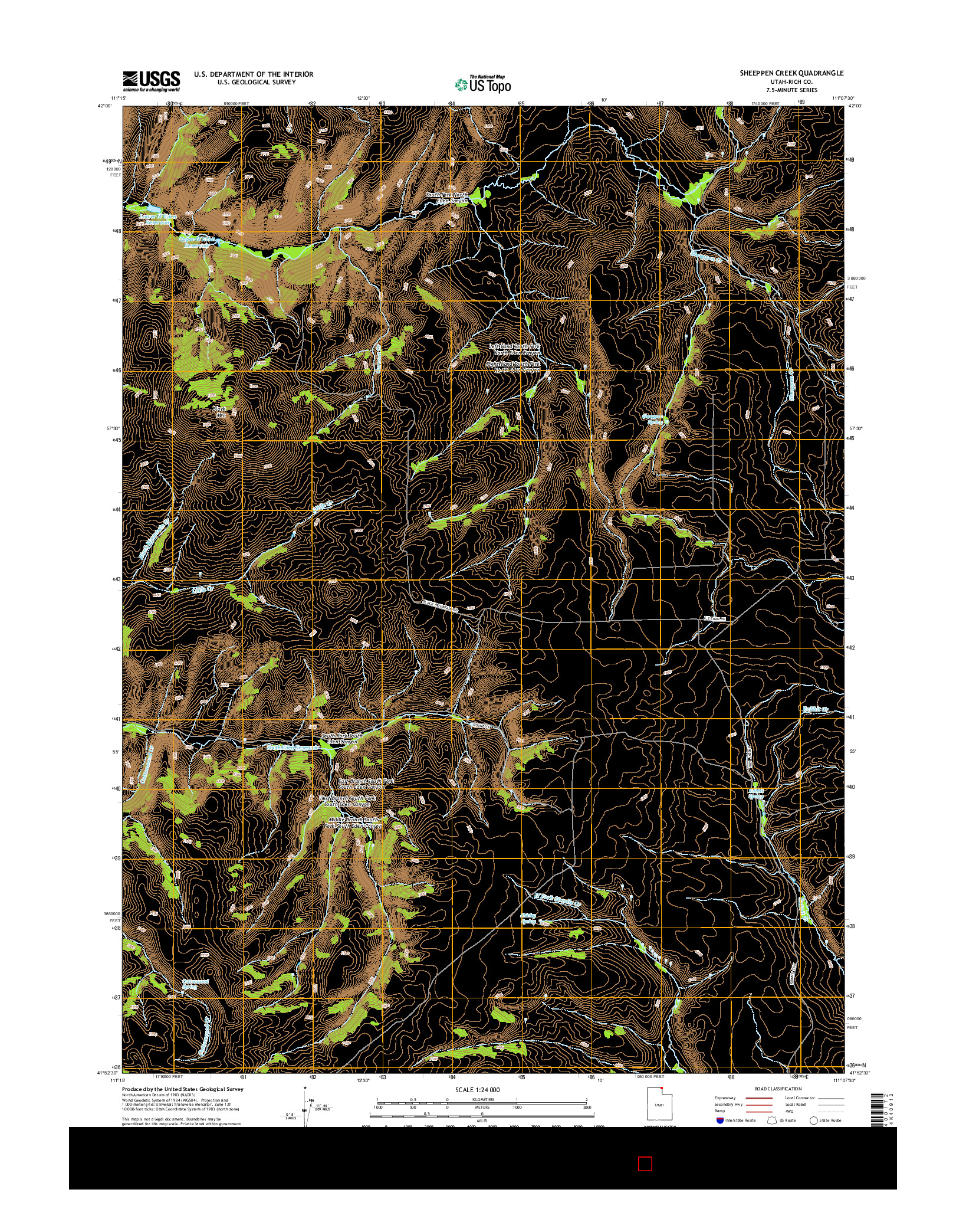 USGS US TOPO 7.5-MINUTE MAP FOR SHEEPPEN CREEK, UT 2014