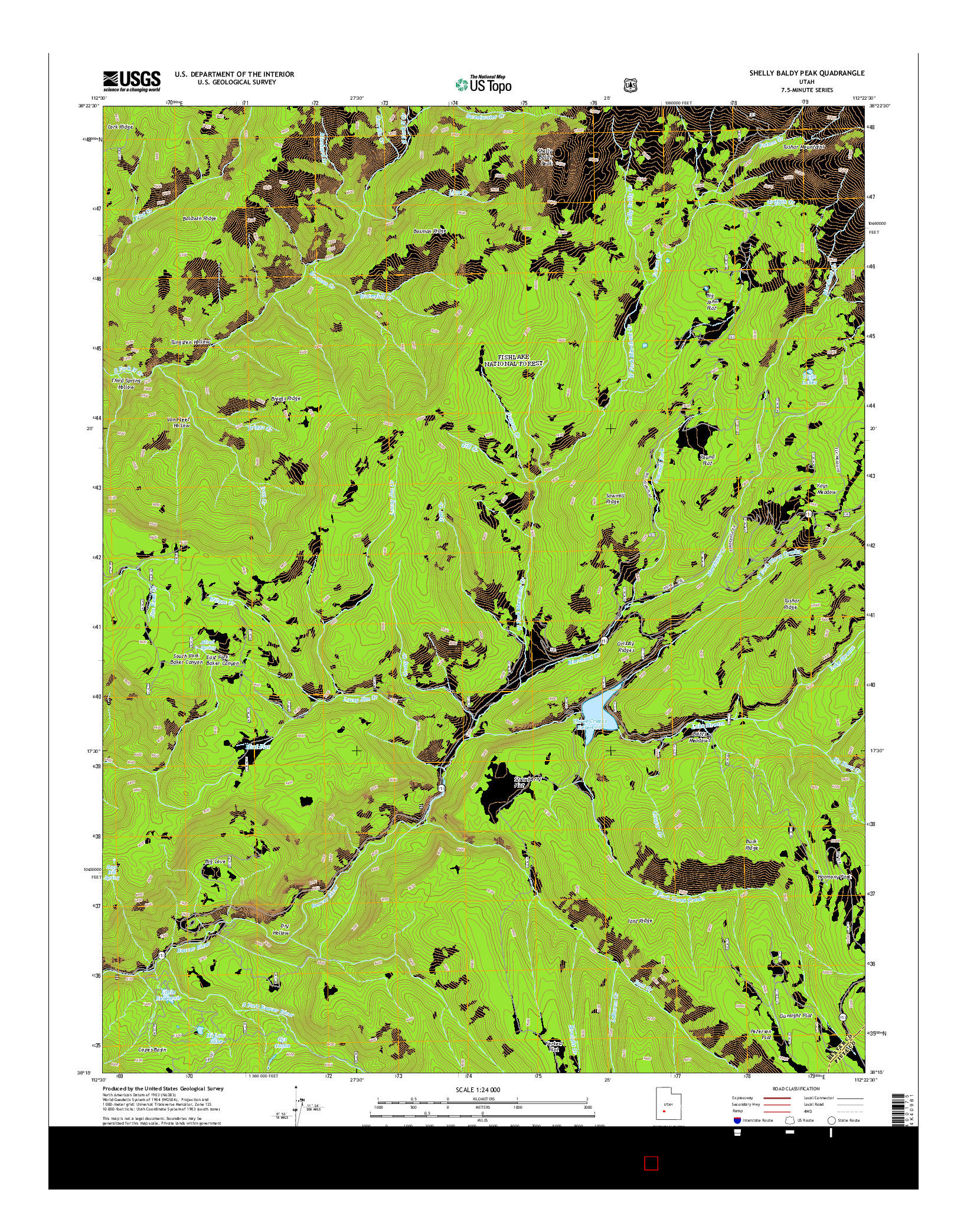 USGS US TOPO 7.5-MINUTE MAP FOR SHELLY BALDY PEAK, UT 2014