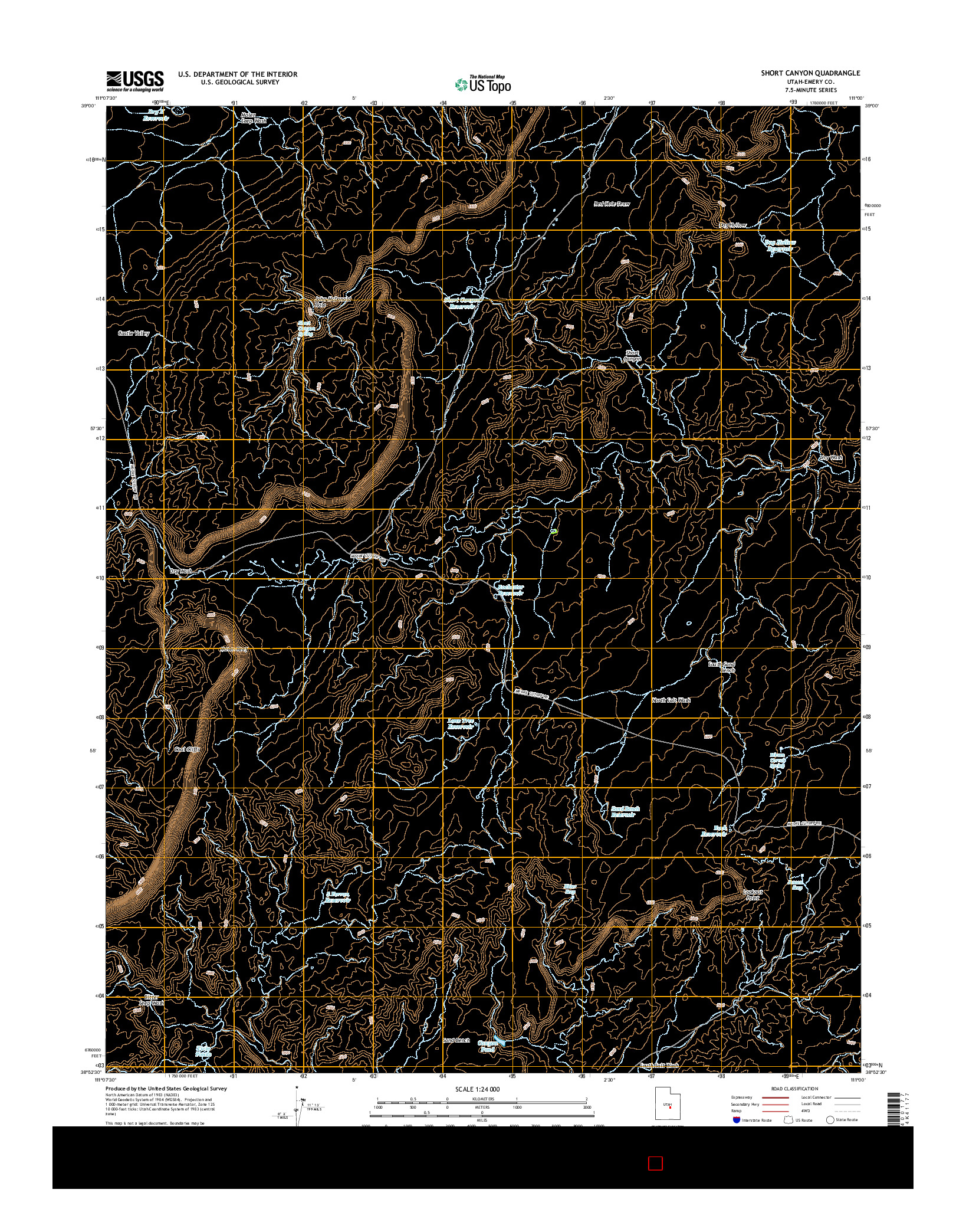 USGS US TOPO 7.5-MINUTE MAP FOR SHORT CANYON, UT 2014