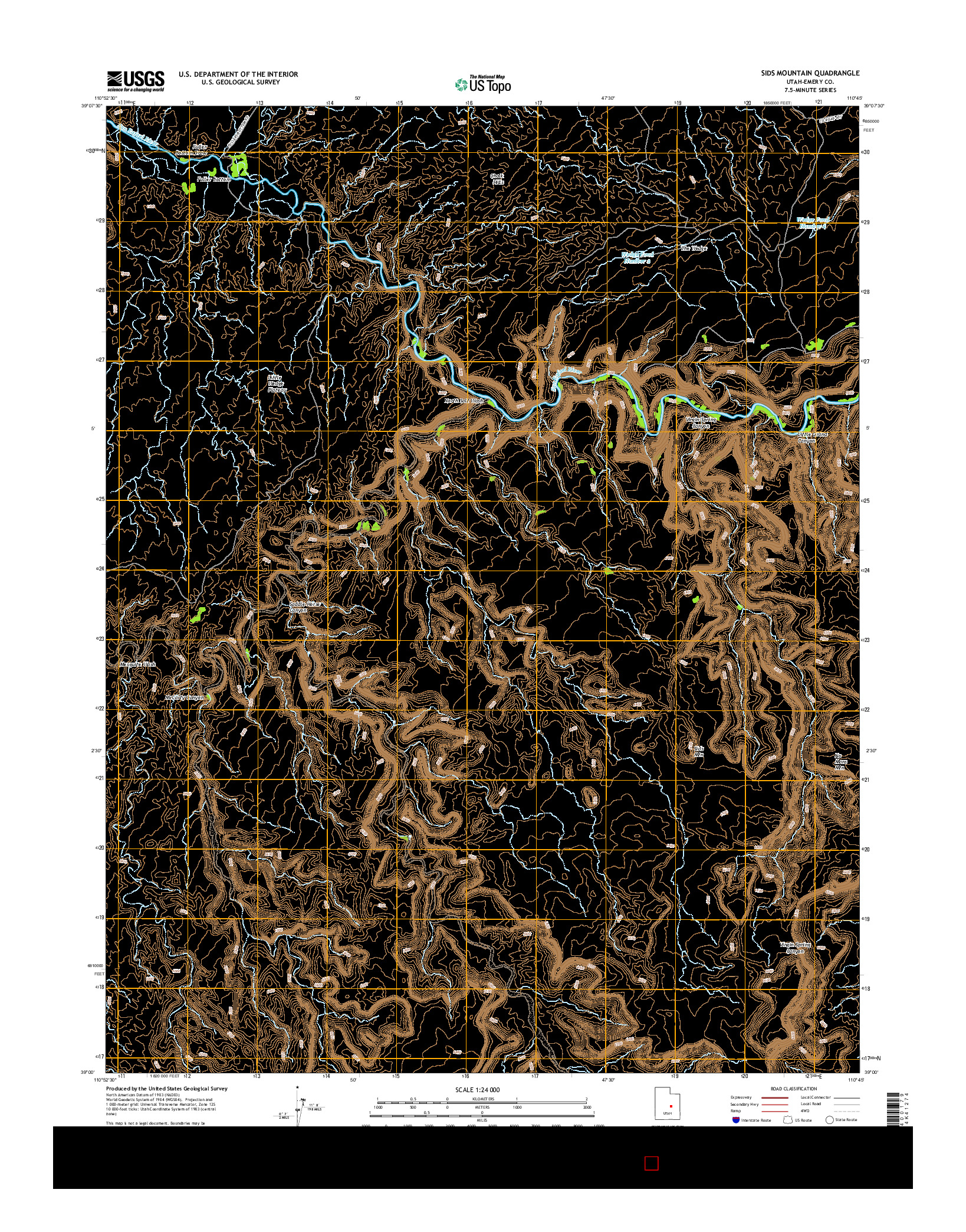 USGS US TOPO 7.5-MINUTE MAP FOR SIDS MOUNTAIN, UT 2014