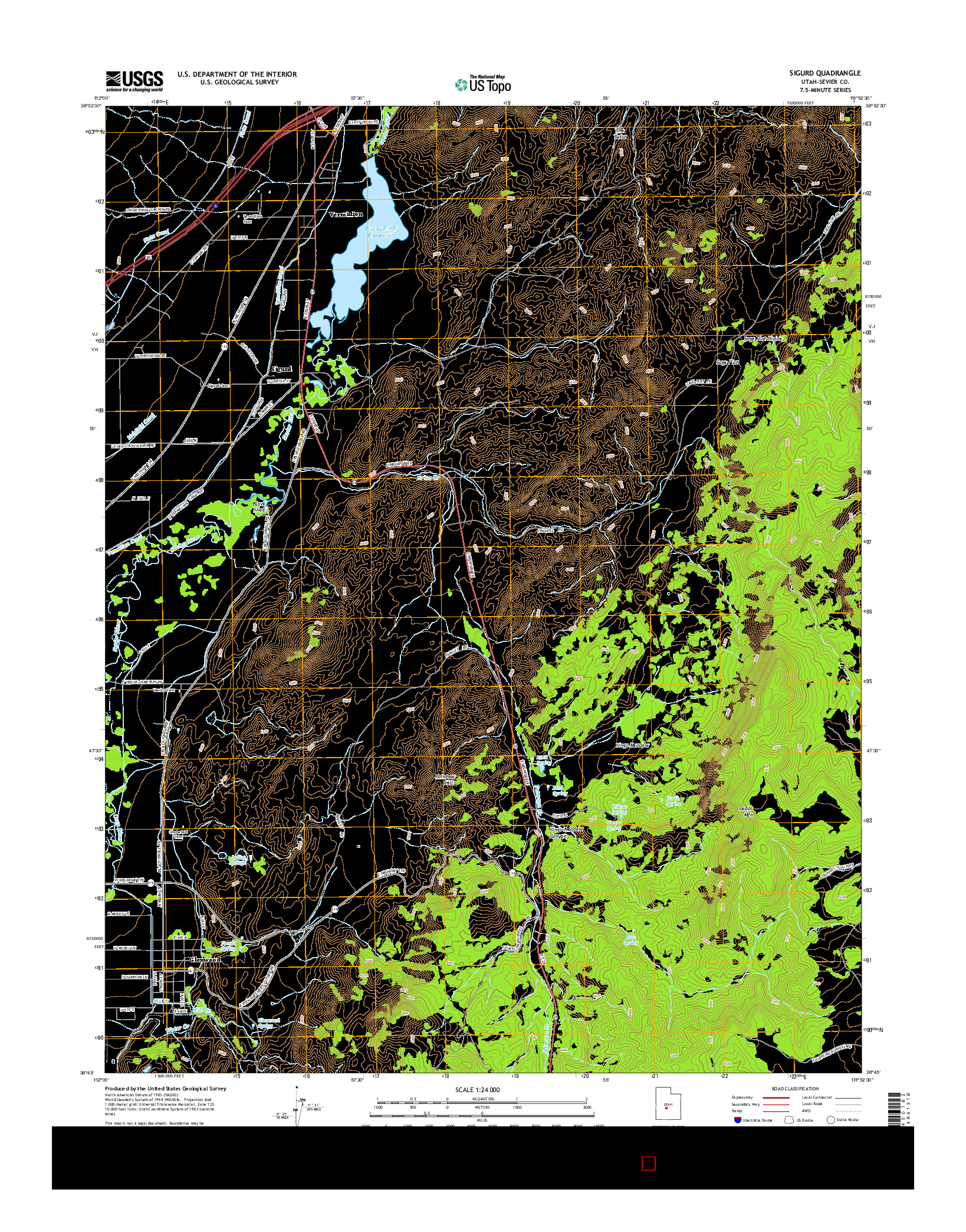 USGS US TOPO 7.5-MINUTE MAP FOR SIGURD, UT 2014