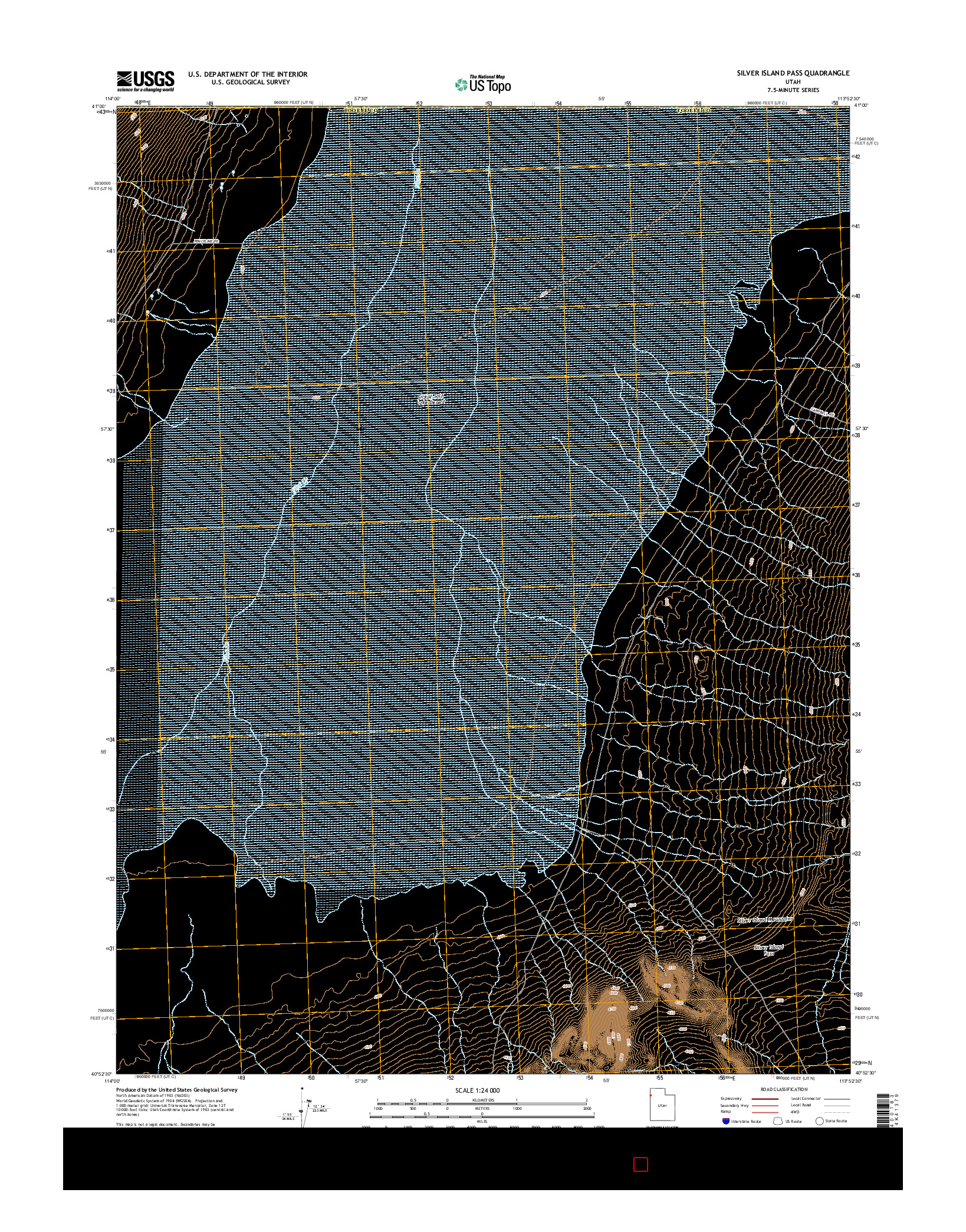 USGS US TOPO 7.5-MINUTE MAP FOR SILVER ISLAND PASS, UT 2014