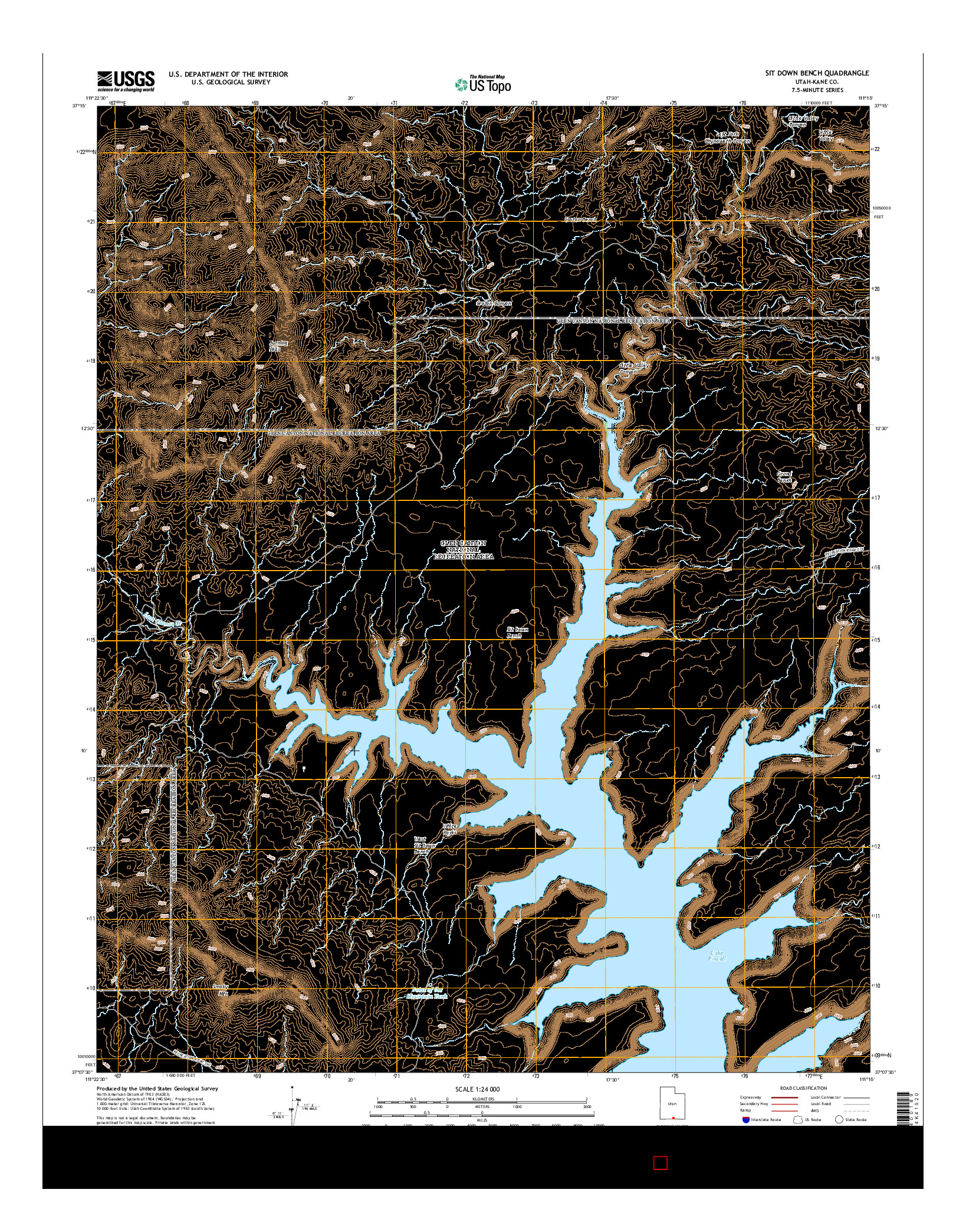 USGS US TOPO 7.5-MINUTE MAP FOR SIT DOWN BENCH, UT 2014