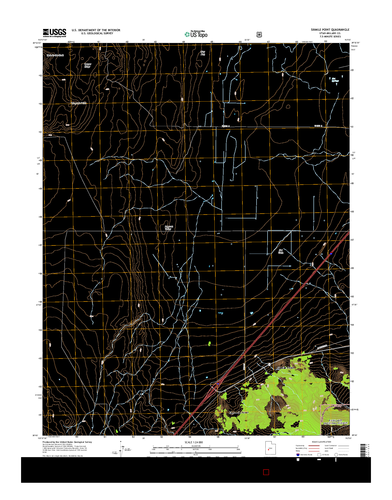 USGS US TOPO 7.5-MINUTE MAP FOR SIXMILE POINT, UT 2014