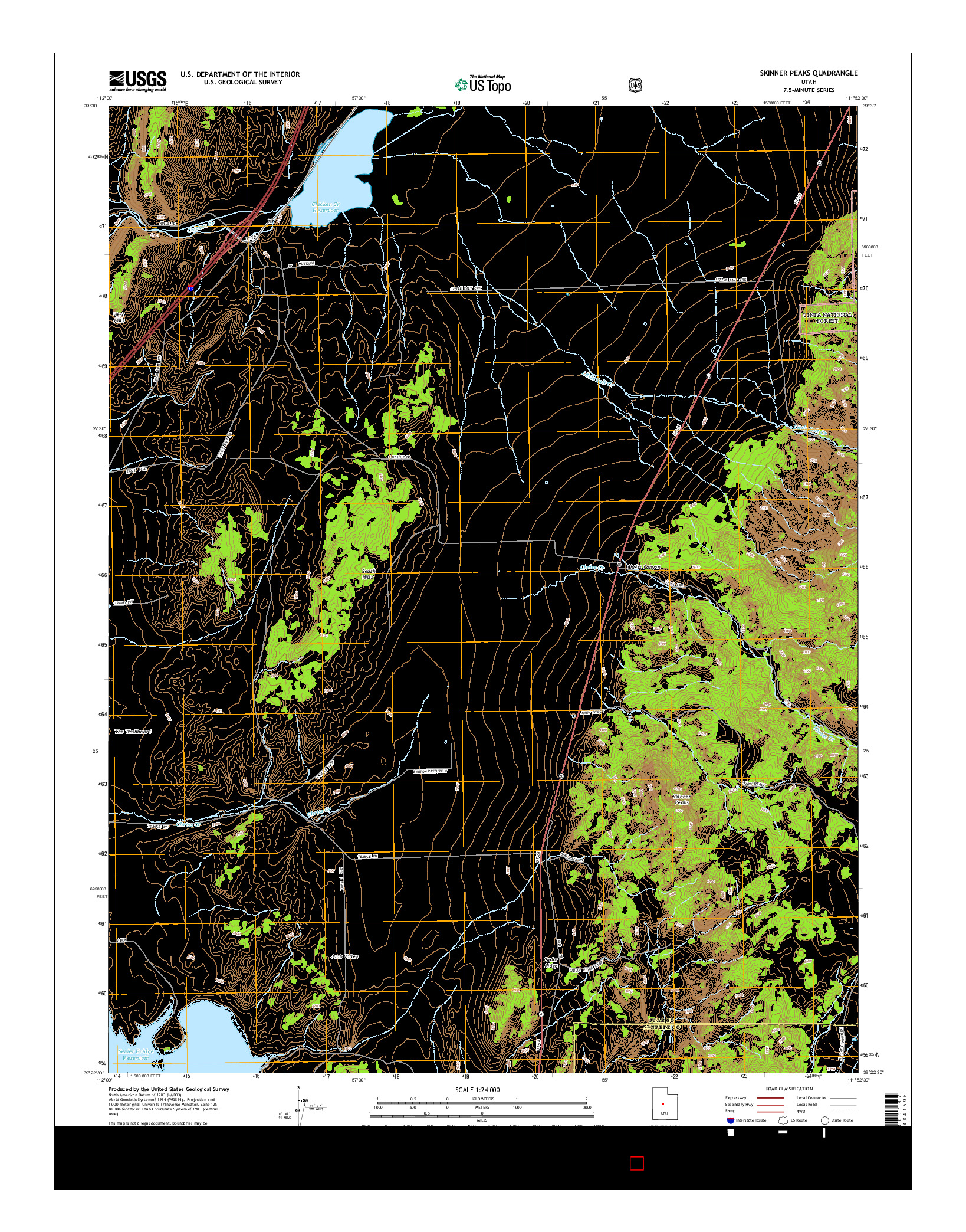 USGS US TOPO 7.5-MINUTE MAP FOR SKINNER PEAKS, UT 2014