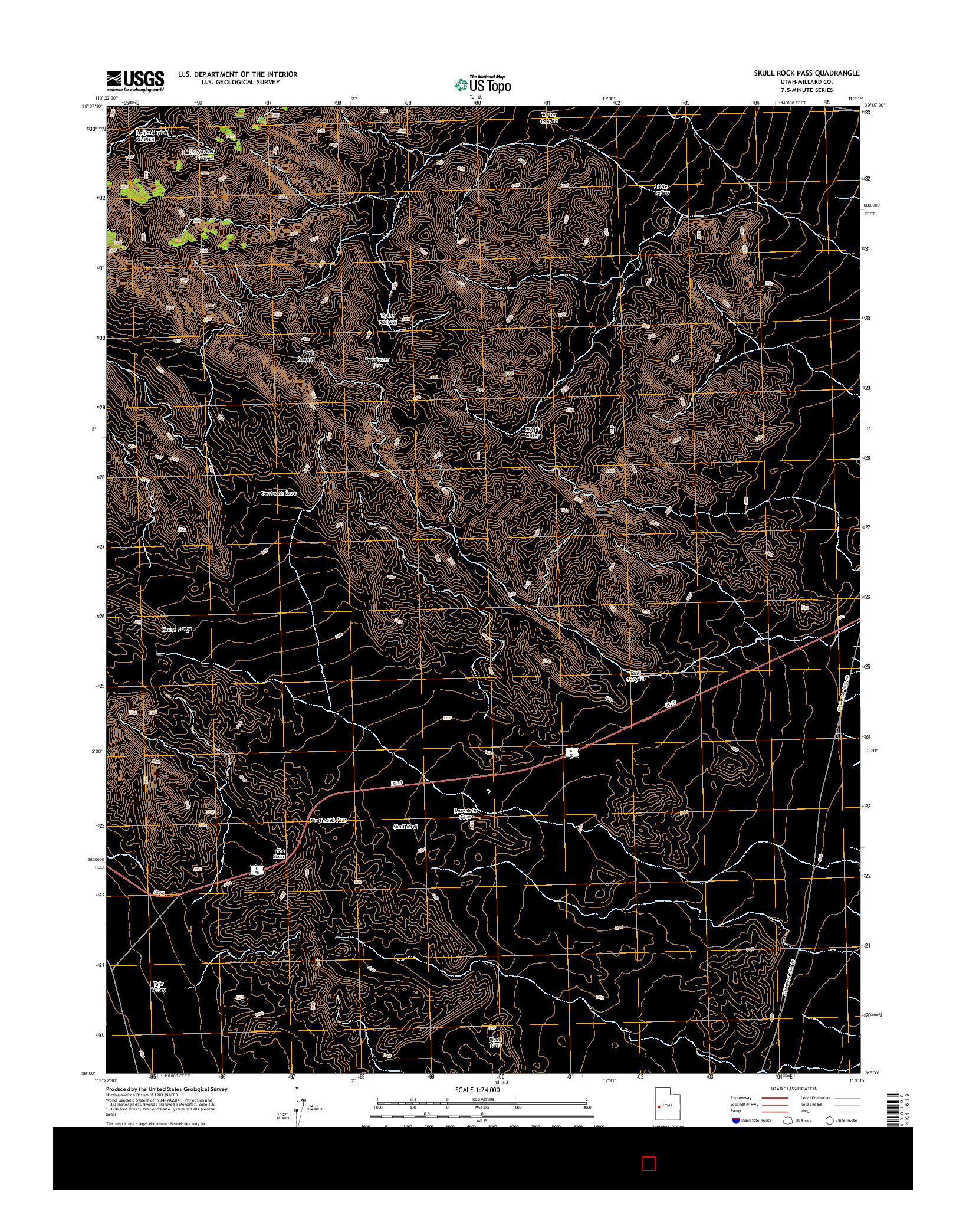 USGS US TOPO 7.5-MINUTE MAP FOR SKULL ROCK PASS, UT 2014