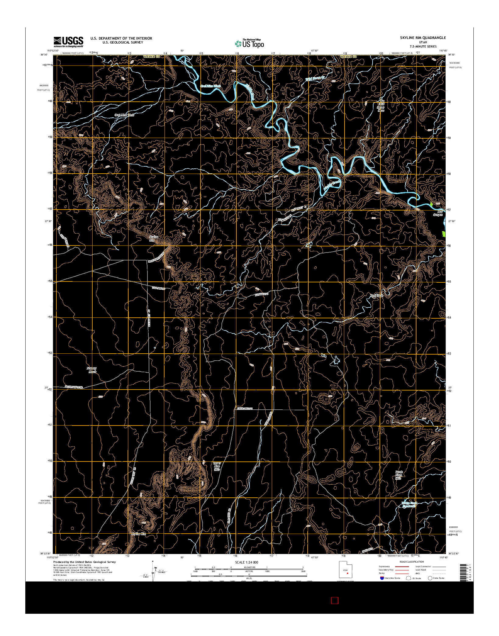 USGS US TOPO 7.5-MINUTE MAP FOR SKYLINE RIM, UT 2014