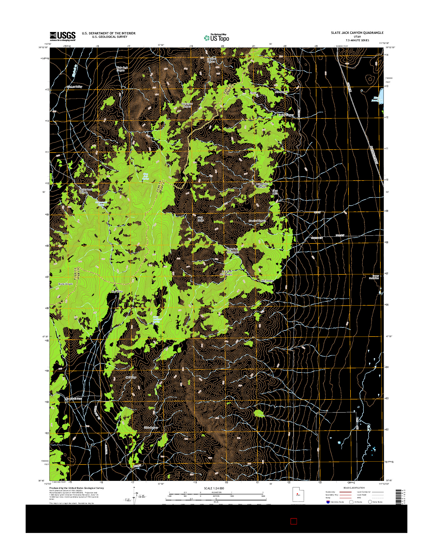 USGS US TOPO 7.5-MINUTE MAP FOR SLATE JACK CANYON, UT 2014