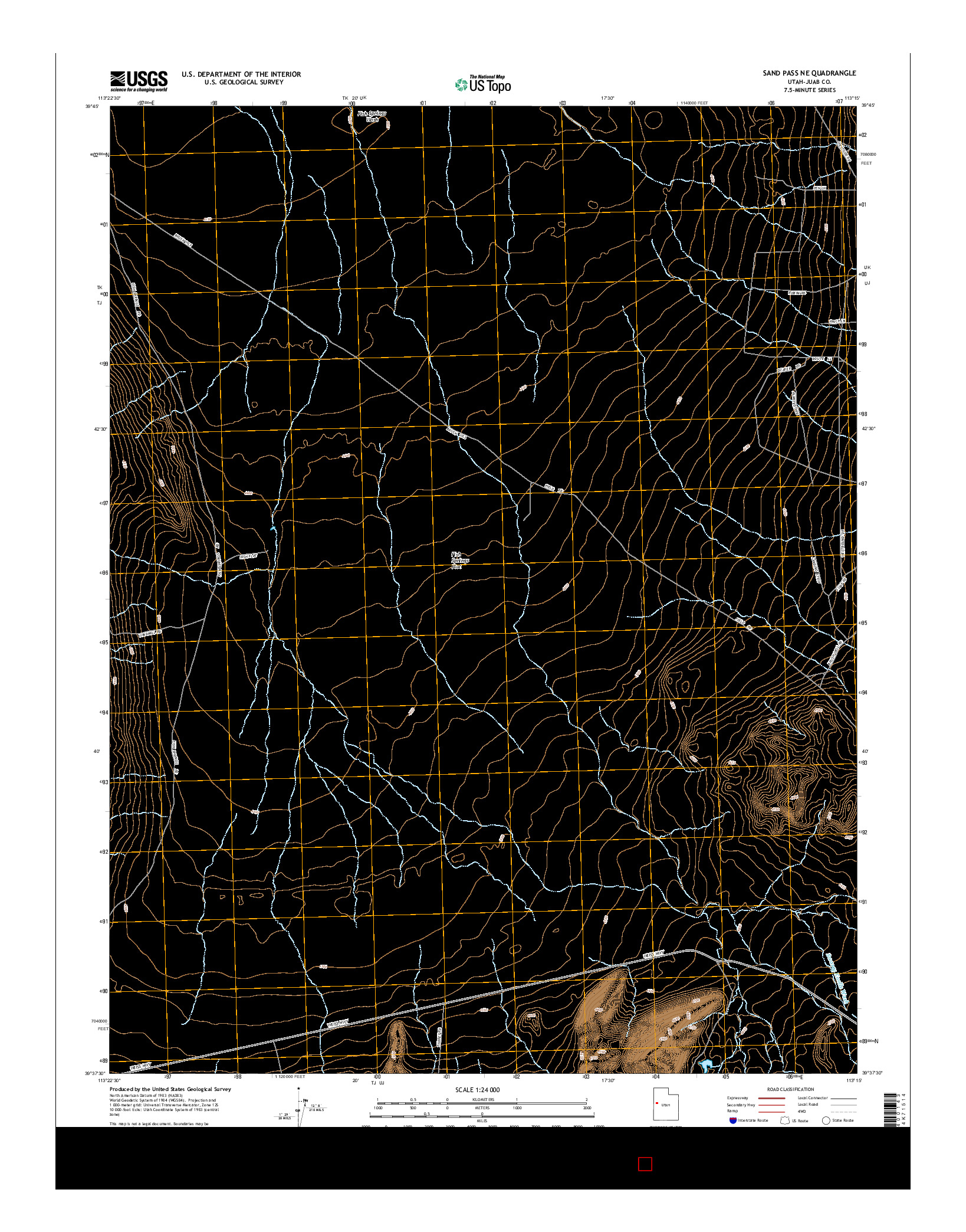 USGS US TOPO 7.5-MINUTE MAP FOR SAND PASS NE, UT 2014