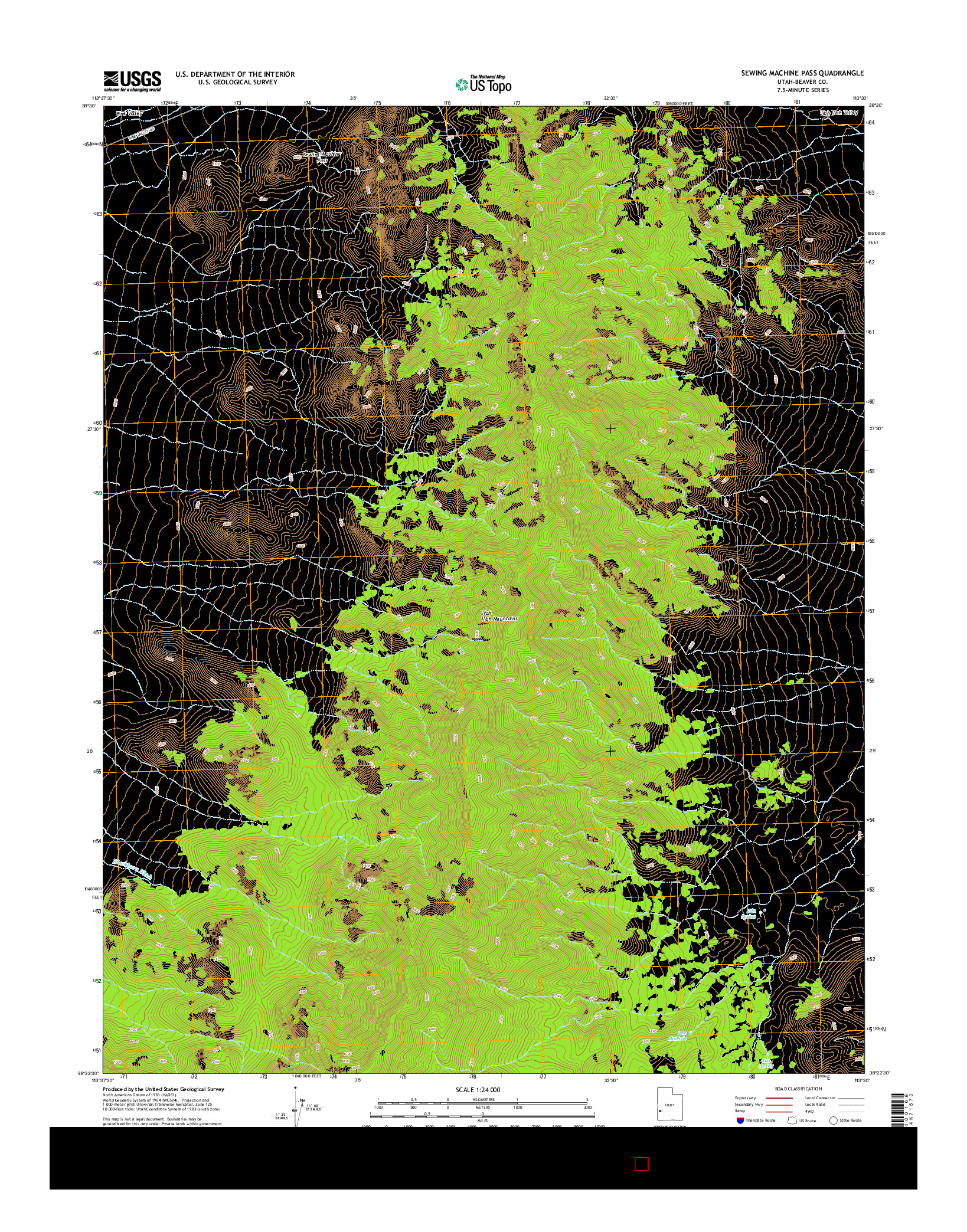 USGS US TOPO 7.5-MINUTE MAP FOR SEWING MACHINE PASS, UT 2014