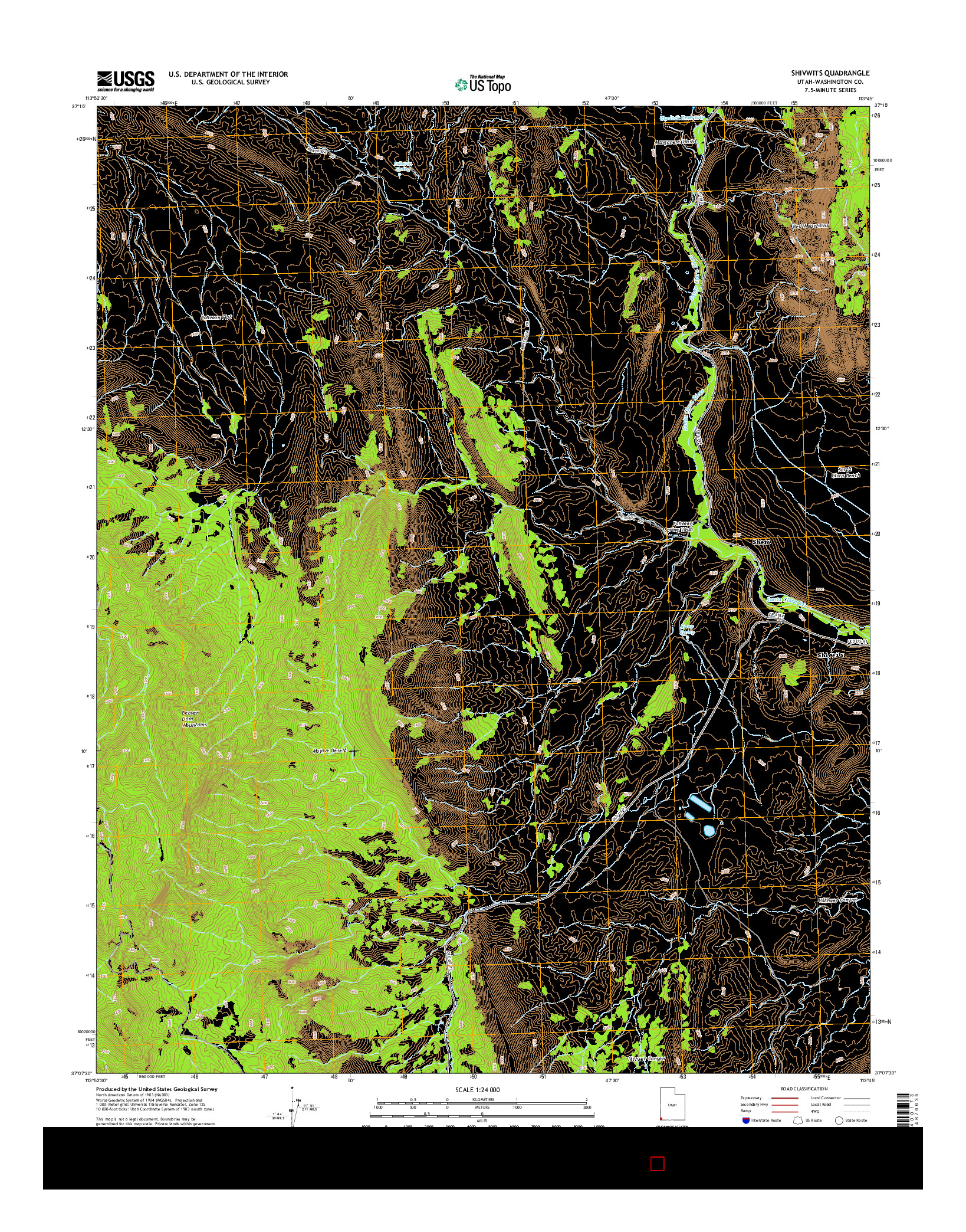 USGS US TOPO 7.5-MINUTE MAP FOR SHIVWITS, UT 2014