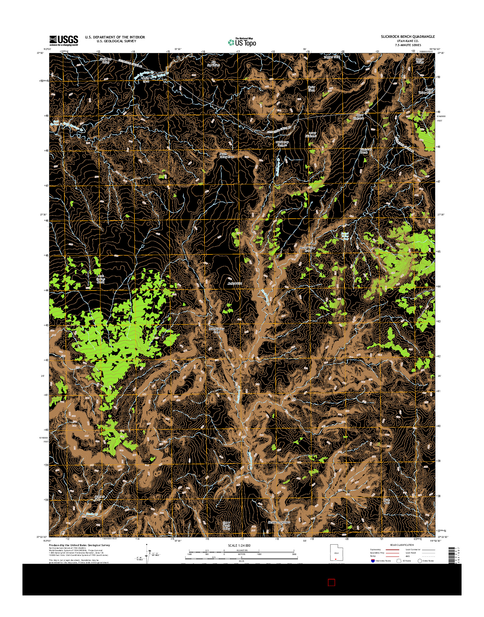 USGS US TOPO 7.5-MINUTE MAP FOR SLICKROCK BENCH, UT 2014