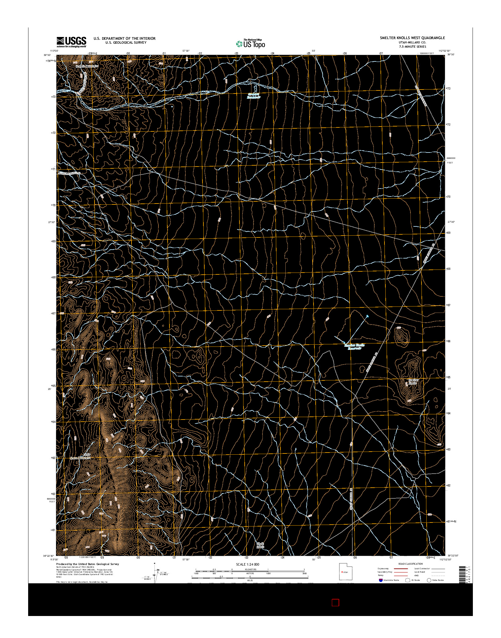 USGS US TOPO 7.5-MINUTE MAP FOR SMELTER KNOLLS WEST, UT 2014