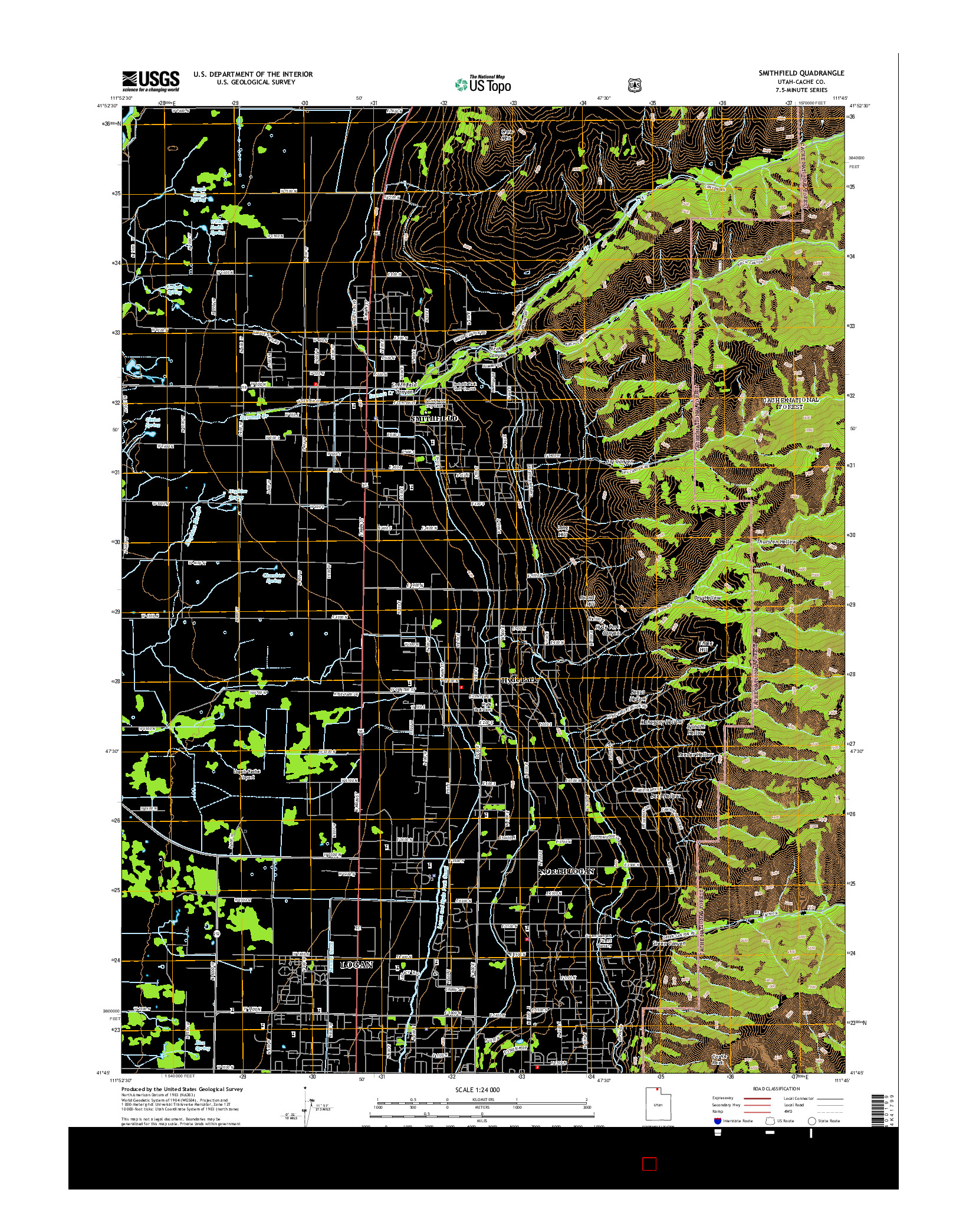 USGS US TOPO 7.5-MINUTE MAP FOR SMITHFIELD, UT 2014