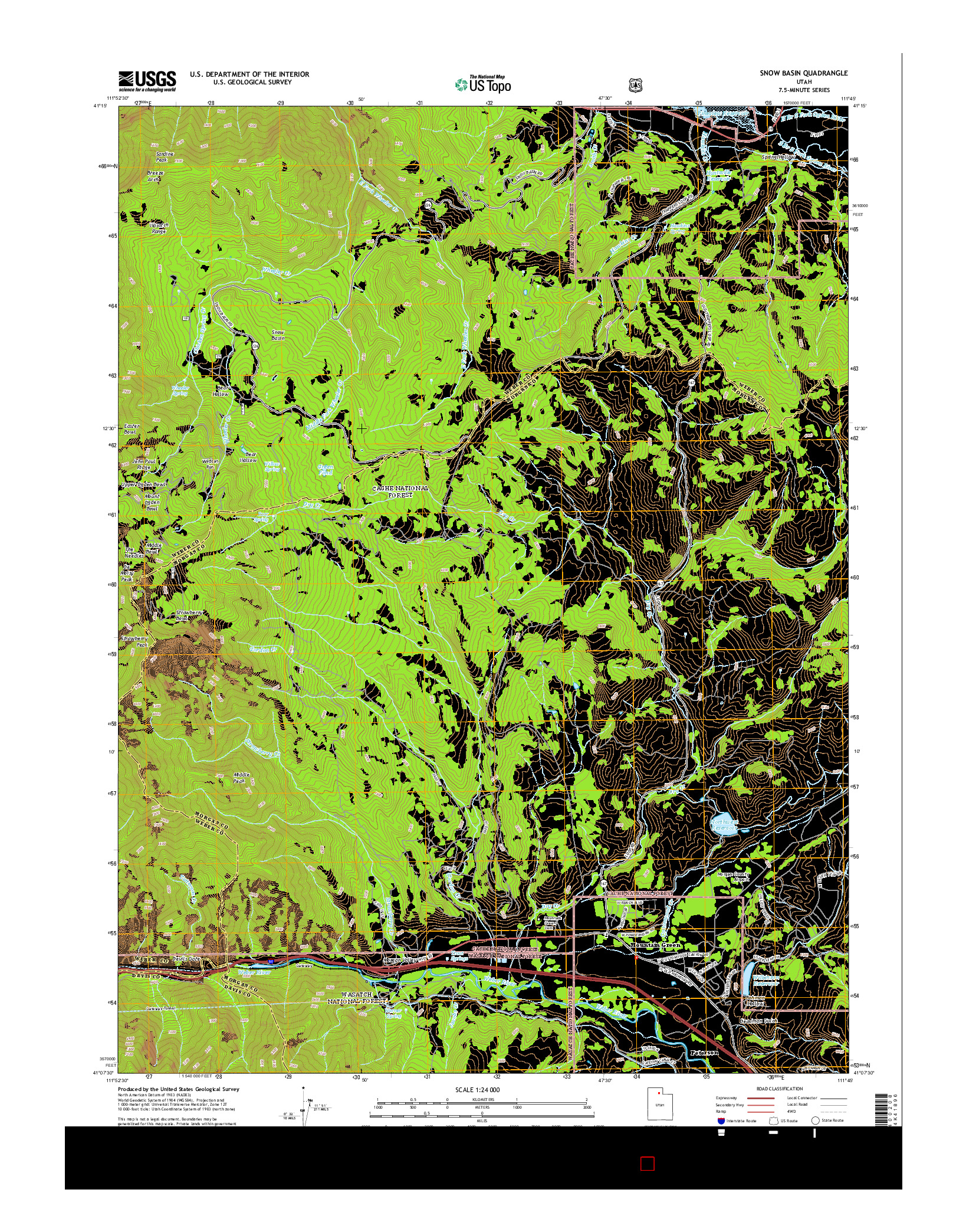 USGS US TOPO 7.5-MINUTE MAP FOR SNOW BASIN, UT 2014