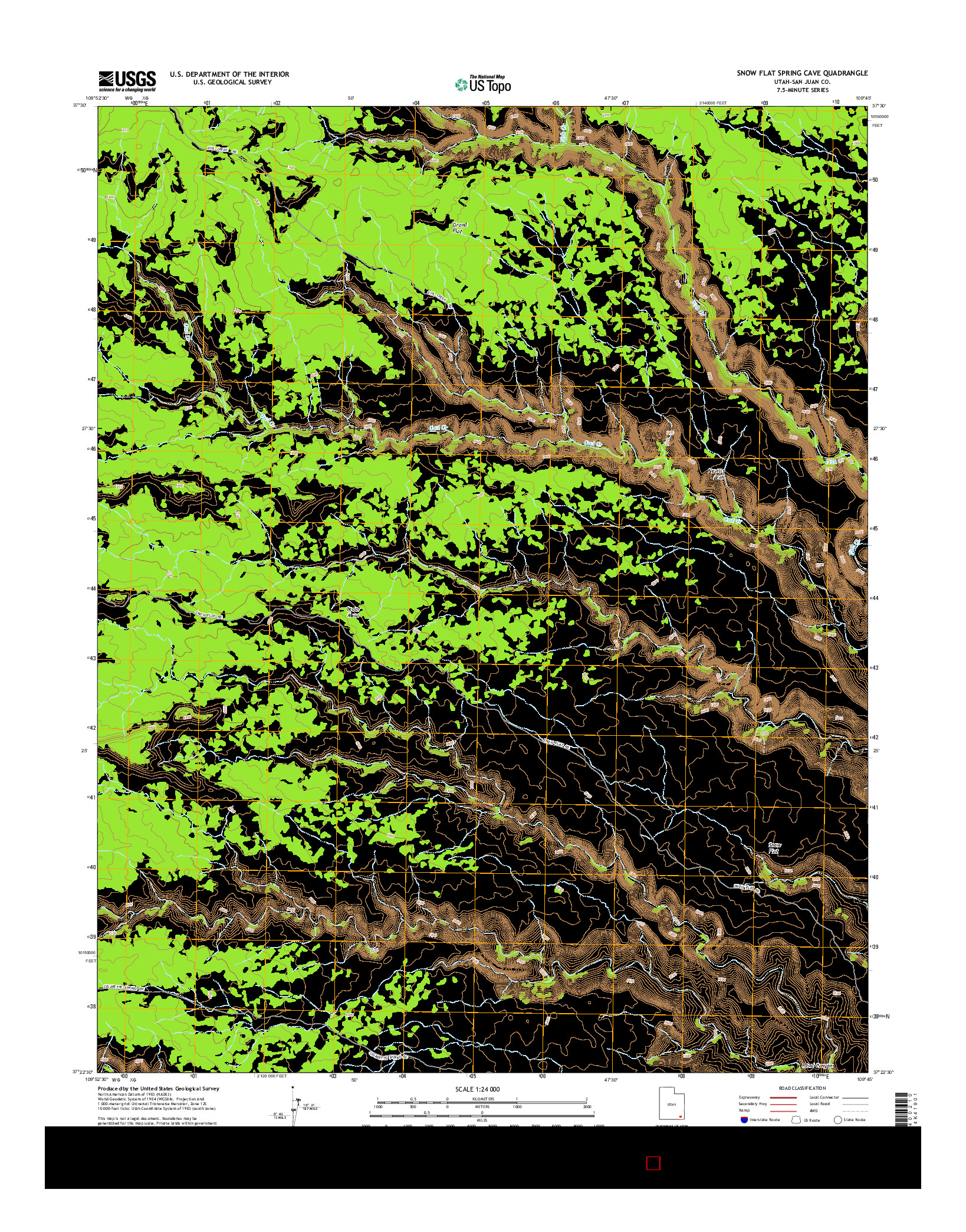 USGS US TOPO 7.5-MINUTE MAP FOR SNOW FLAT SPRING CAVE, UT 2014