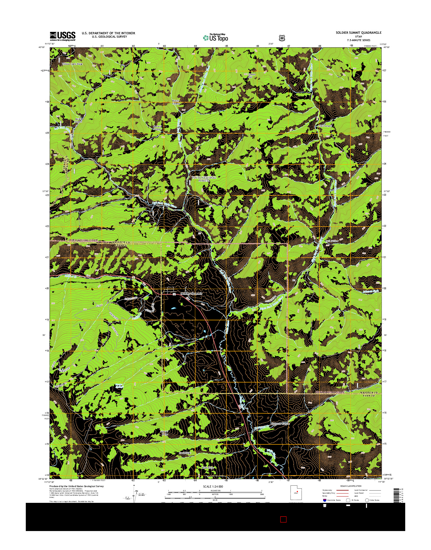 USGS US TOPO 7.5-MINUTE MAP FOR SOLDIER SUMMIT, UT 2014