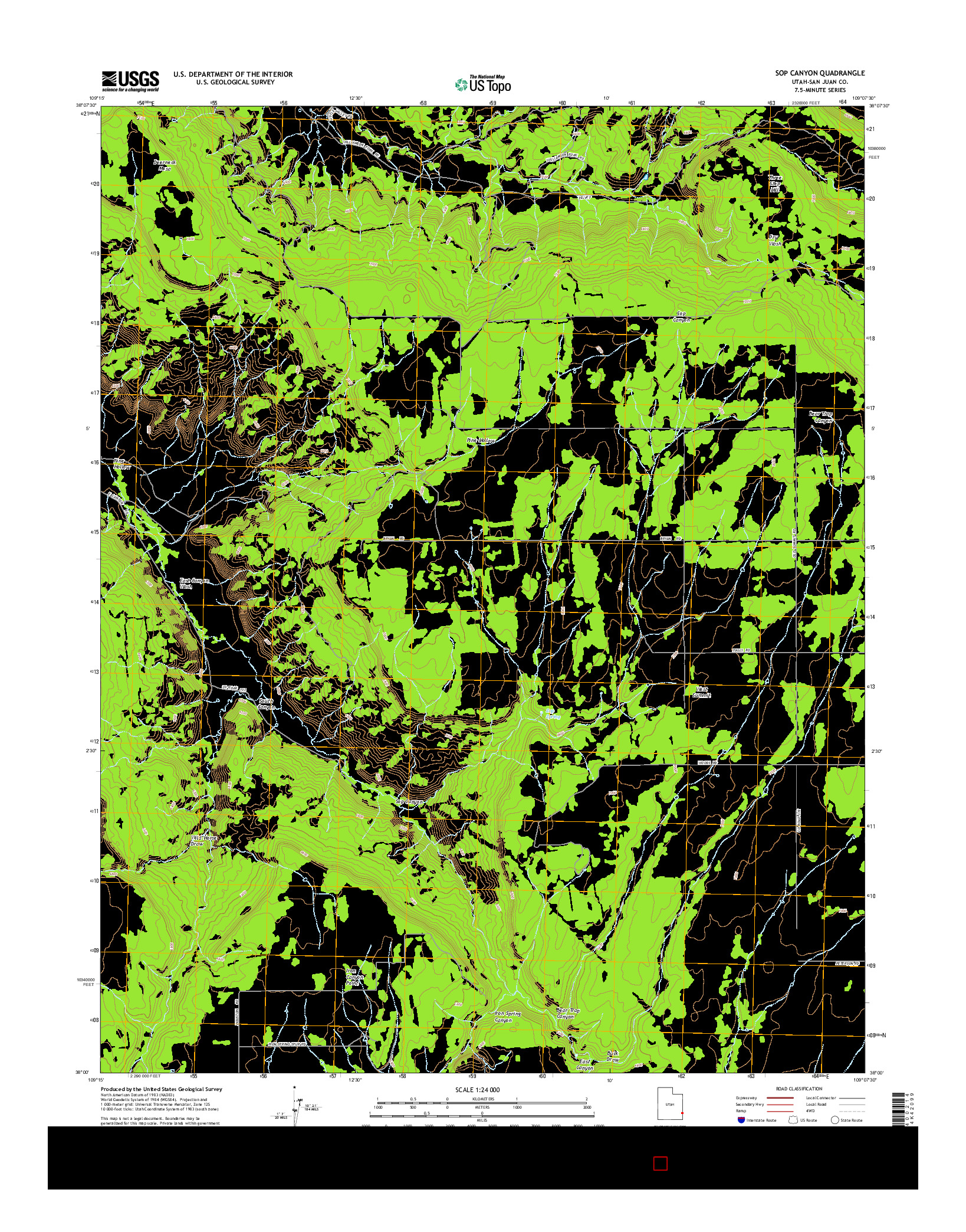 USGS US TOPO 7.5-MINUTE MAP FOR SOP CANYON, UT 2014