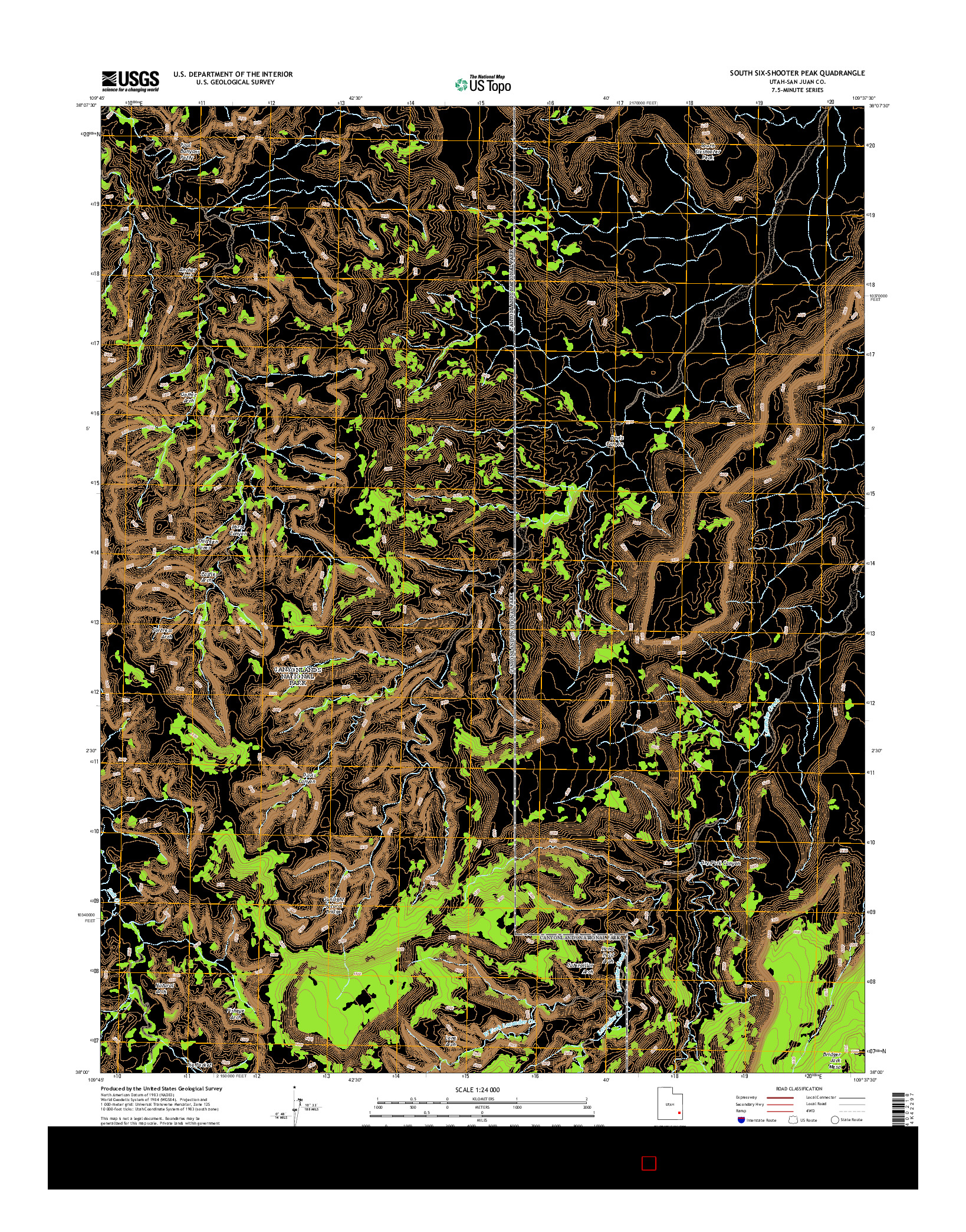 USGS US TOPO 7.5-MINUTE MAP FOR SOUTH SIX-SHOOTER PEAK, UT 2014