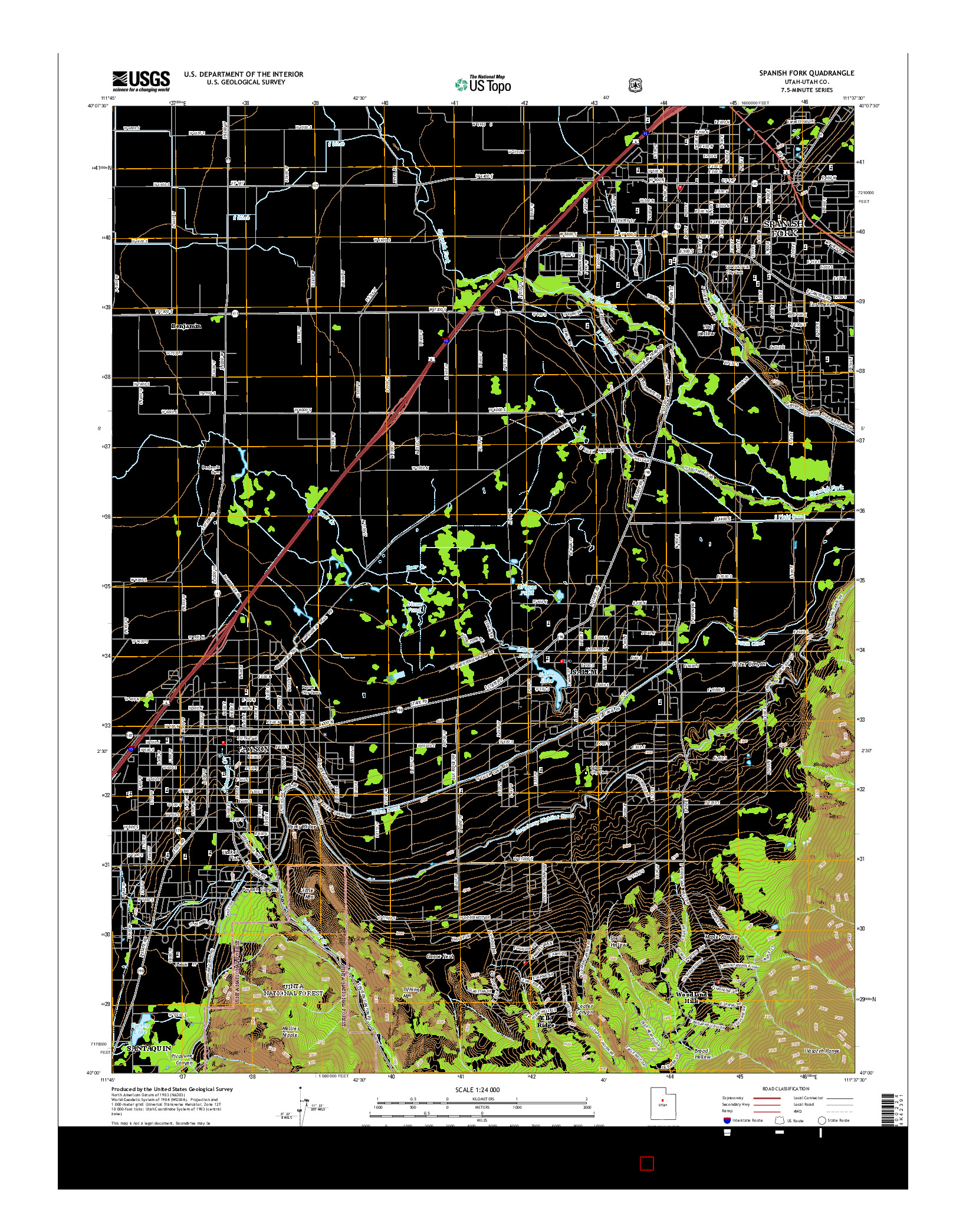 USGS US TOPO 7.5-MINUTE MAP FOR SPANISH FORK, UT 2014