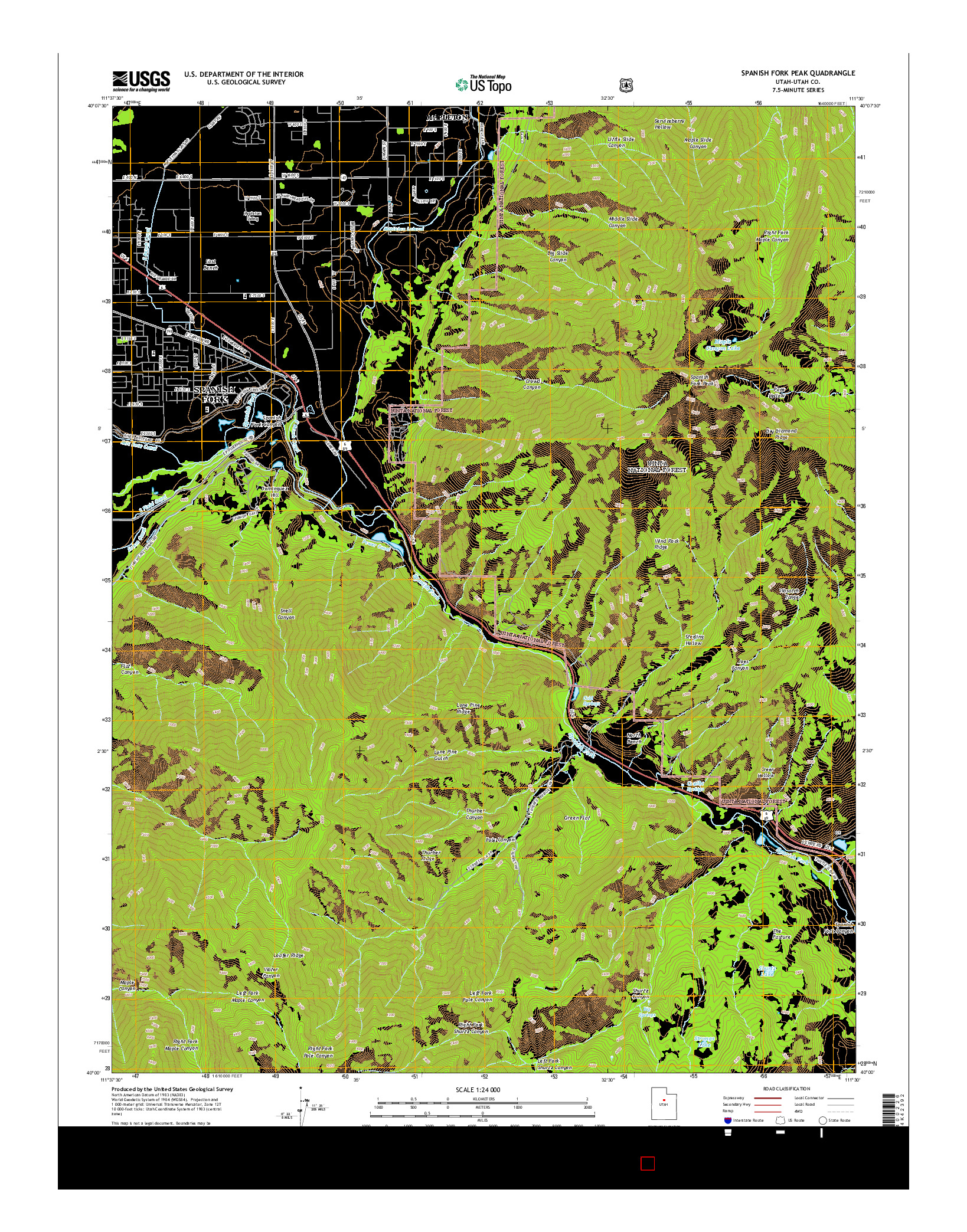 USGS US TOPO 7.5-MINUTE MAP FOR SPANISH FORK PEAK, UT 2014