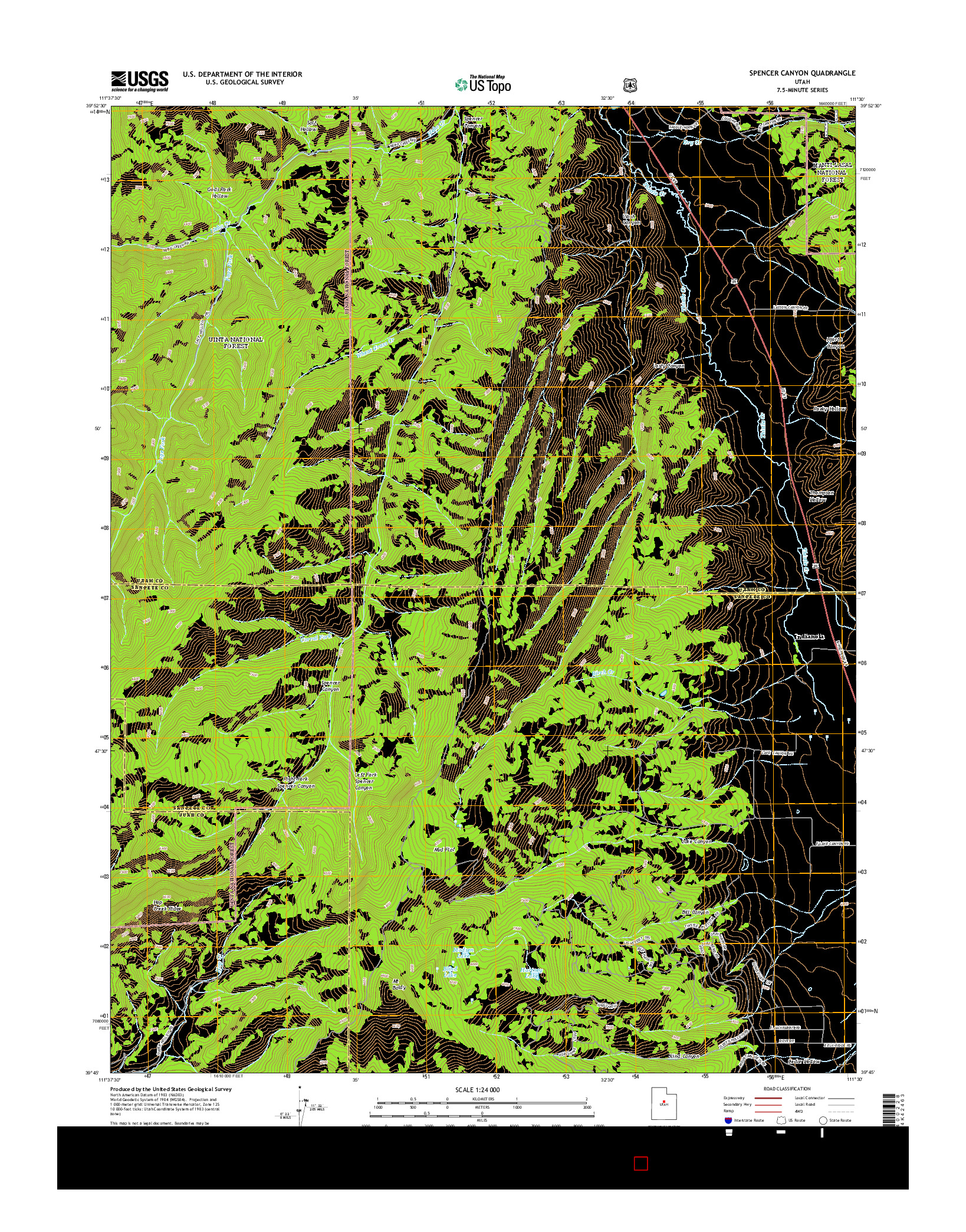 USGS US TOPO 7.5-MINUTE MAP FOR SPENCER CANYON, UT 2014