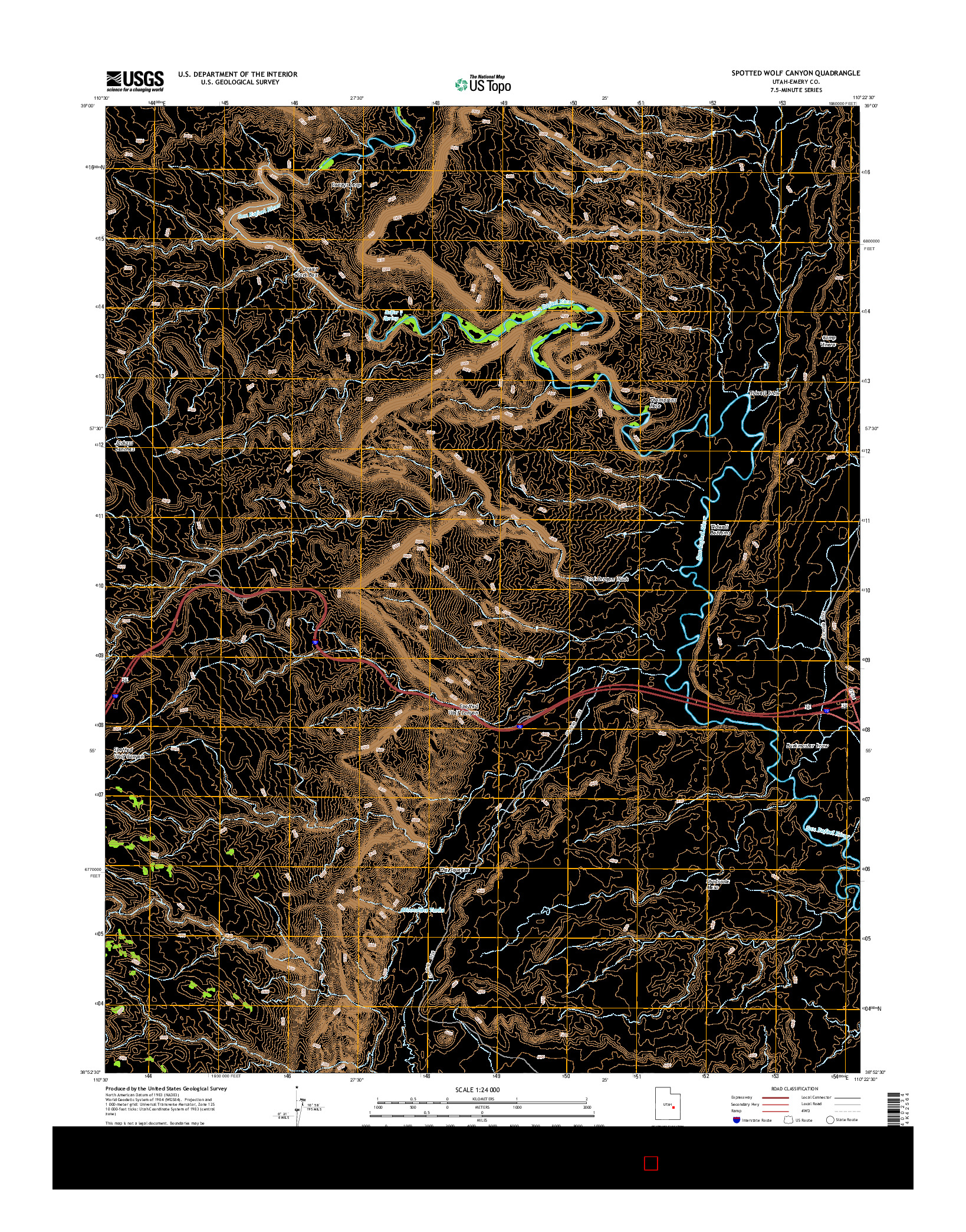USGS US TOPO 7.5-MINUTE MAP FOR SPOTTED WOLF CANYON, UT 2014