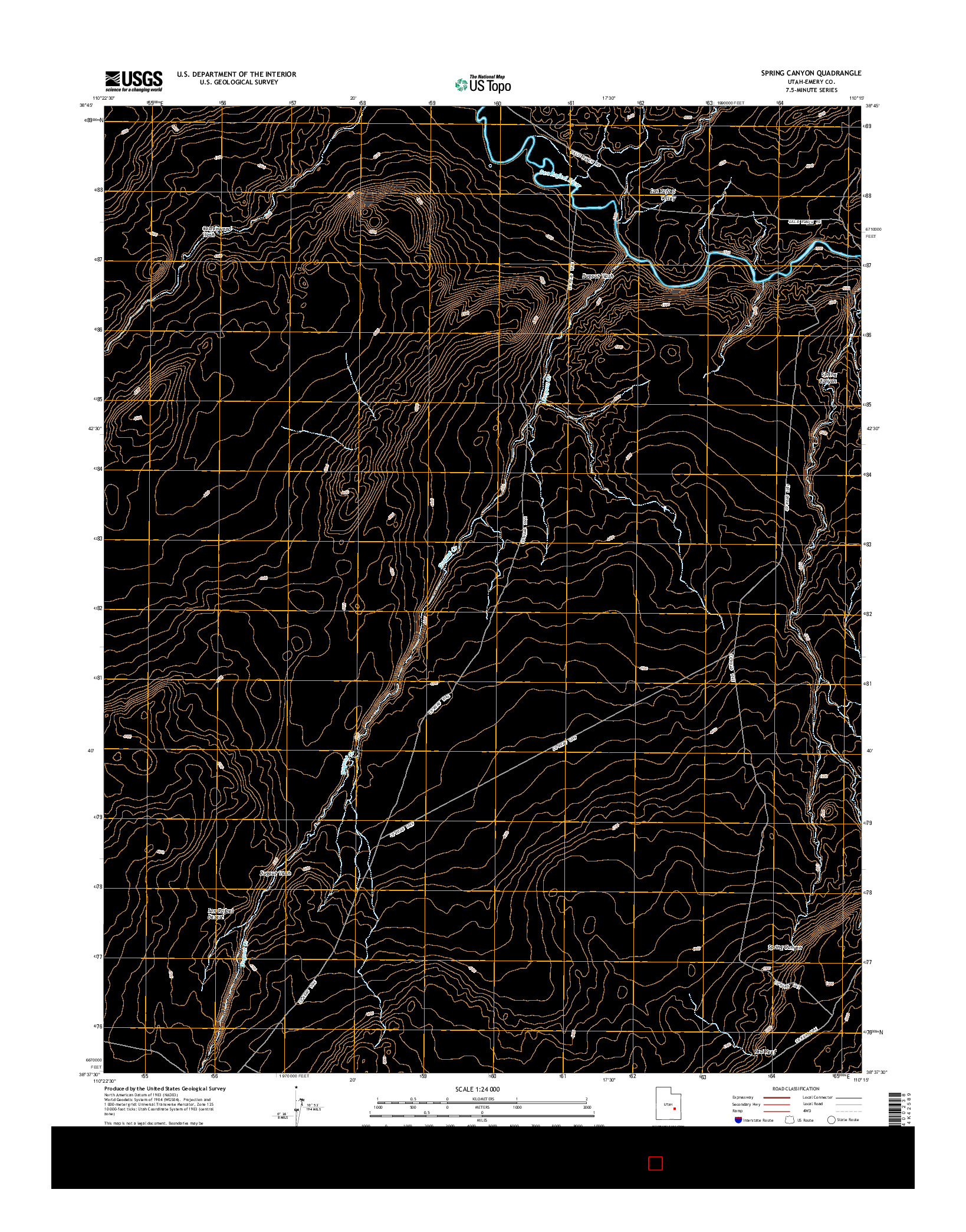 USGS US TOPO 7.5-MINUTE MAP FOR SPRING CANYON, UT 2014