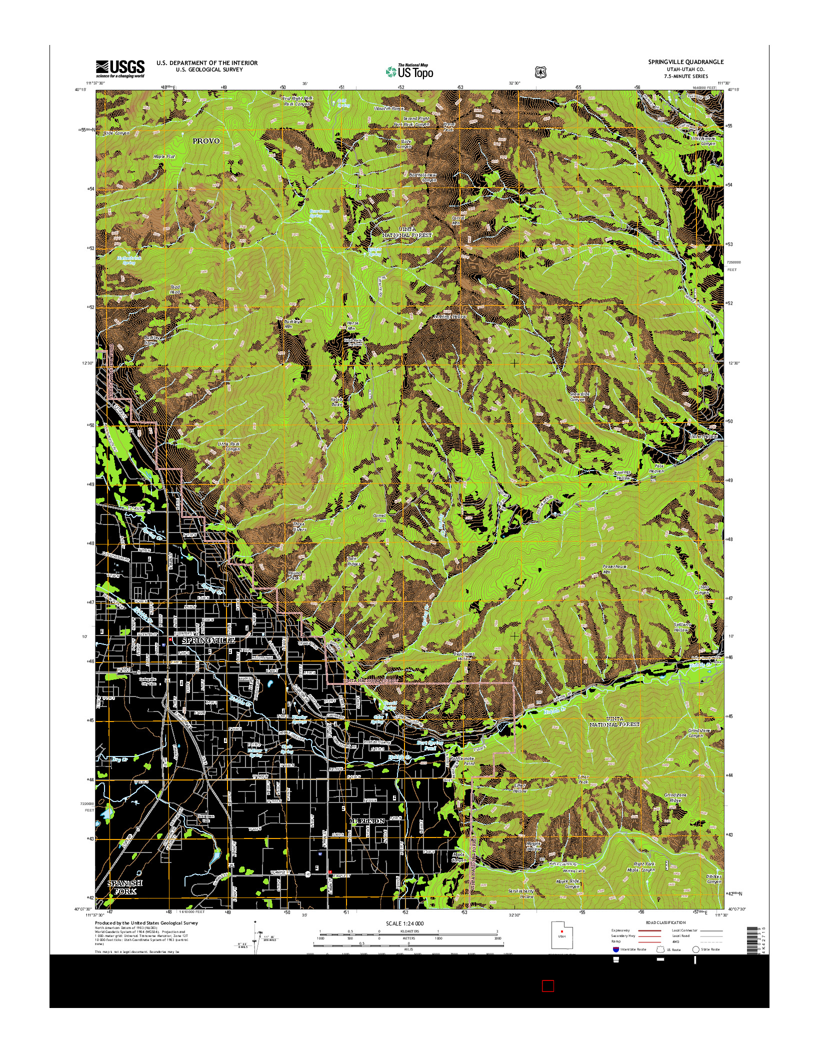USGS US TOPO 7.5-MINUTE MAP FOR SPRINGVILLE, UT 2014