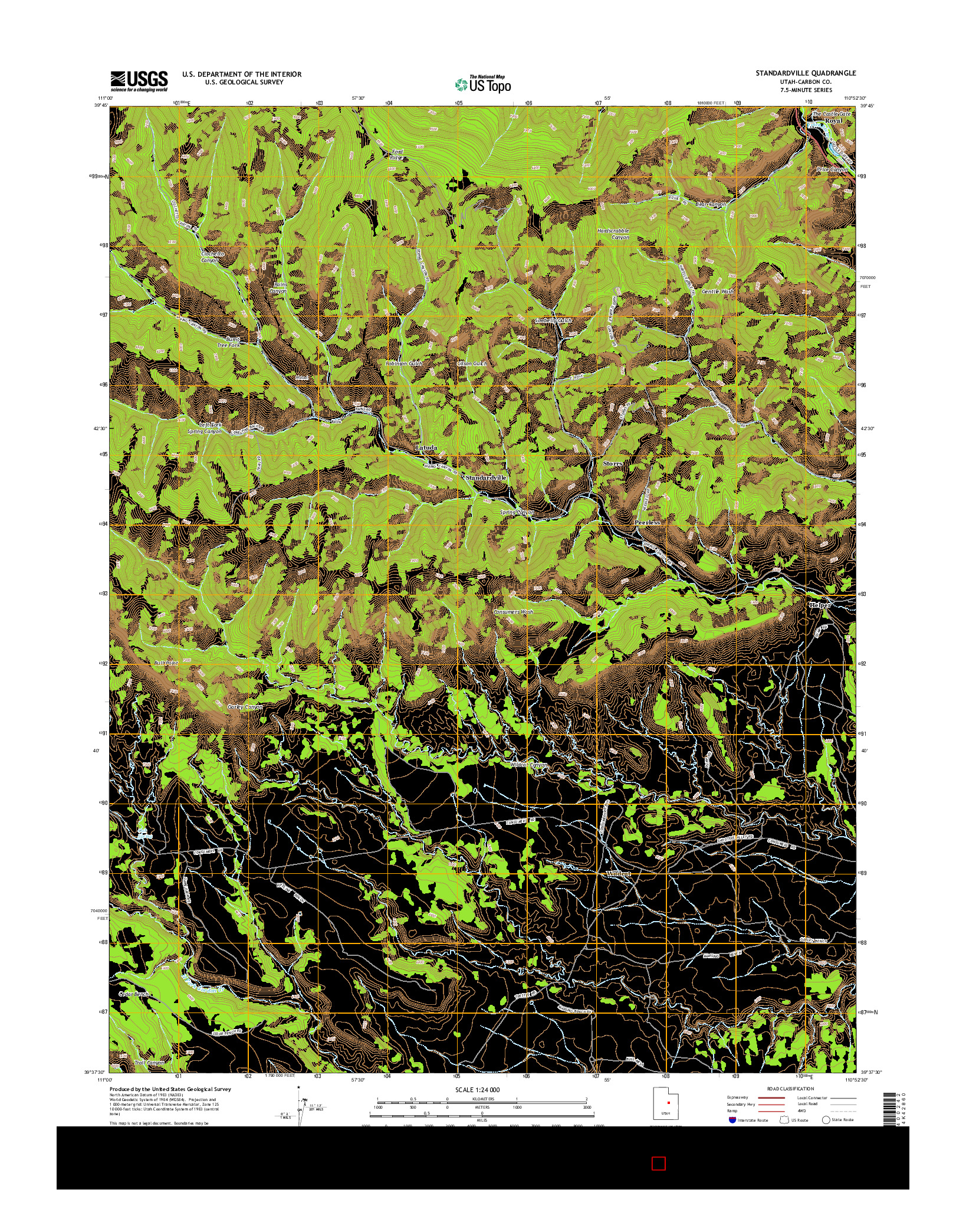 USGS US TOPO 7.5-MINUTE MAP FOR STANDARDVILLE, UT 2014