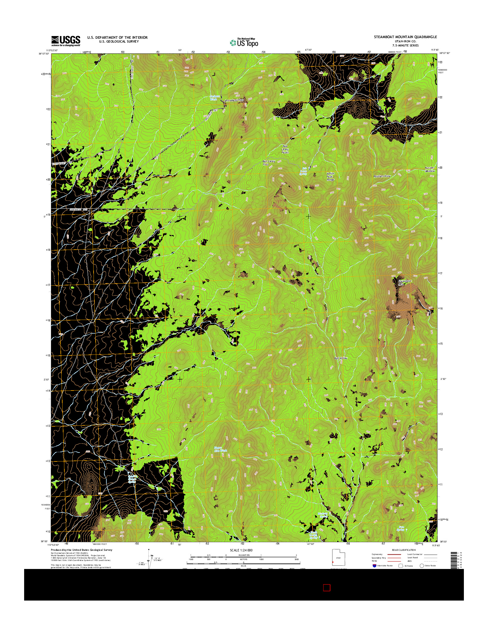 USGS US TOPO 7.5-MINUTE MAP FOR STEAMBOAT MOUNTAIN, UT 2014