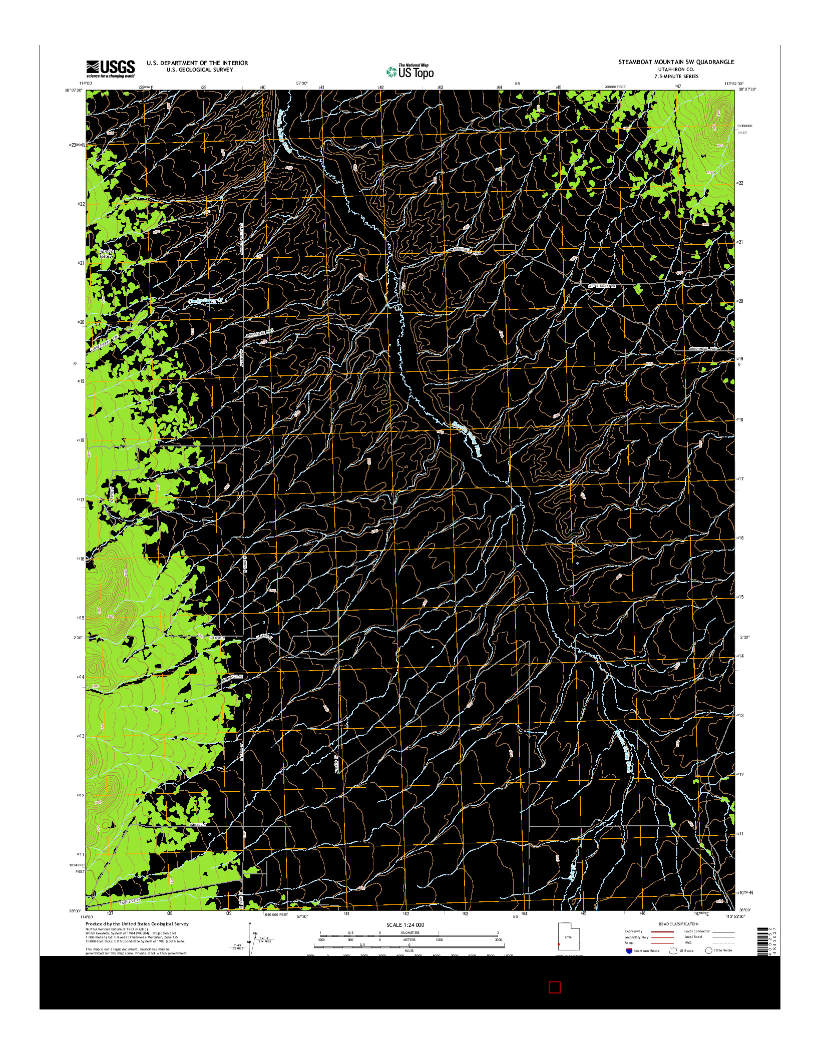 USGS US TOPO 7.5-MINUTE MAP FOR STEAMBOAT MOUNTAIN SW, UT 2014