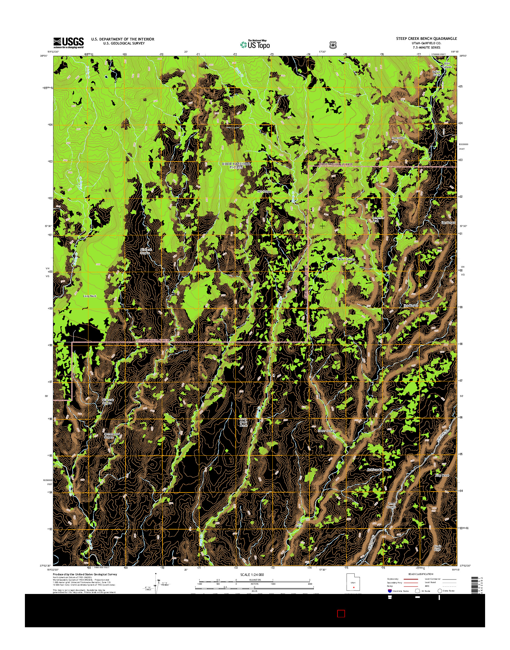 USGS US TOPO 7.5-MINUTE MAP FOR STEEP CREEK BENCH, UT 2014