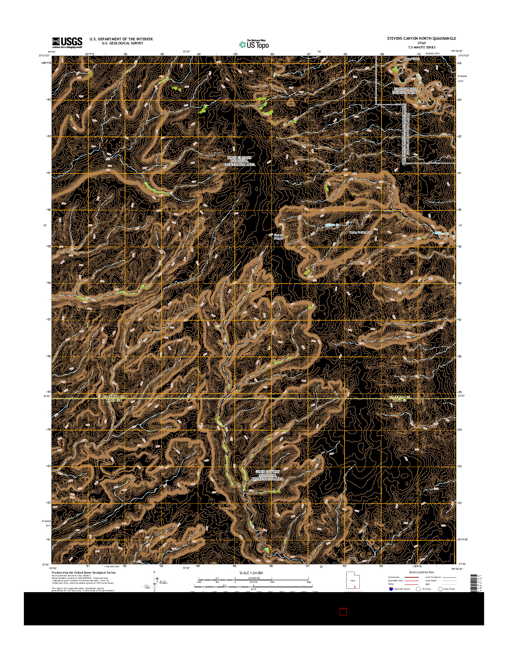 USGS US TOPO 7.5-MINUTE MAP FOR STEVENS CANYON NORTH, UT 2014