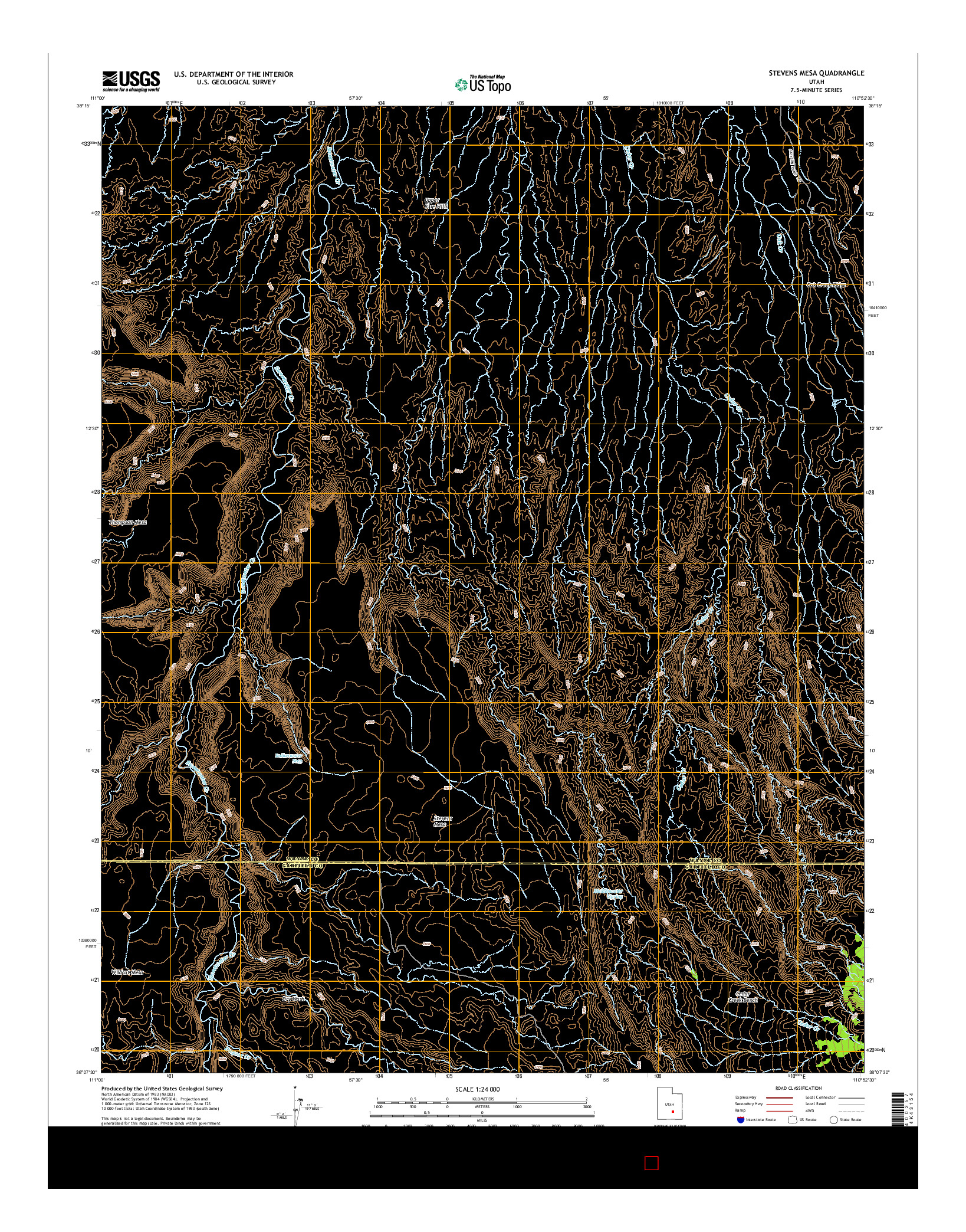 USGS US TOPO 7.5-MINUTE MAP FOR STEVENS MESA, UT 2014