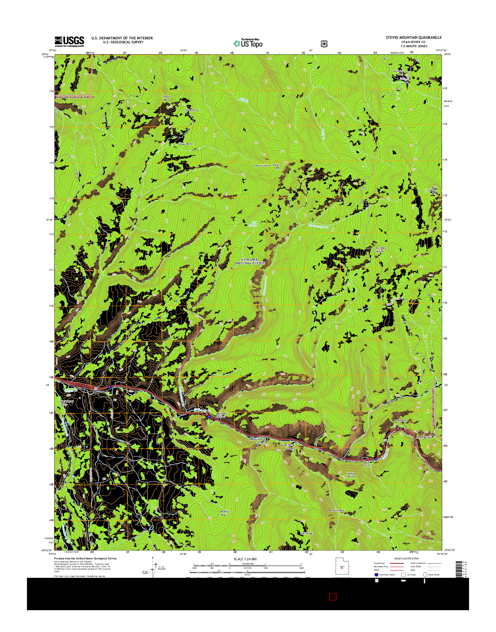 USGS US TOPO 7.5-MINUTE MAP FOR STEVES MOUNTAIN, UT 2014