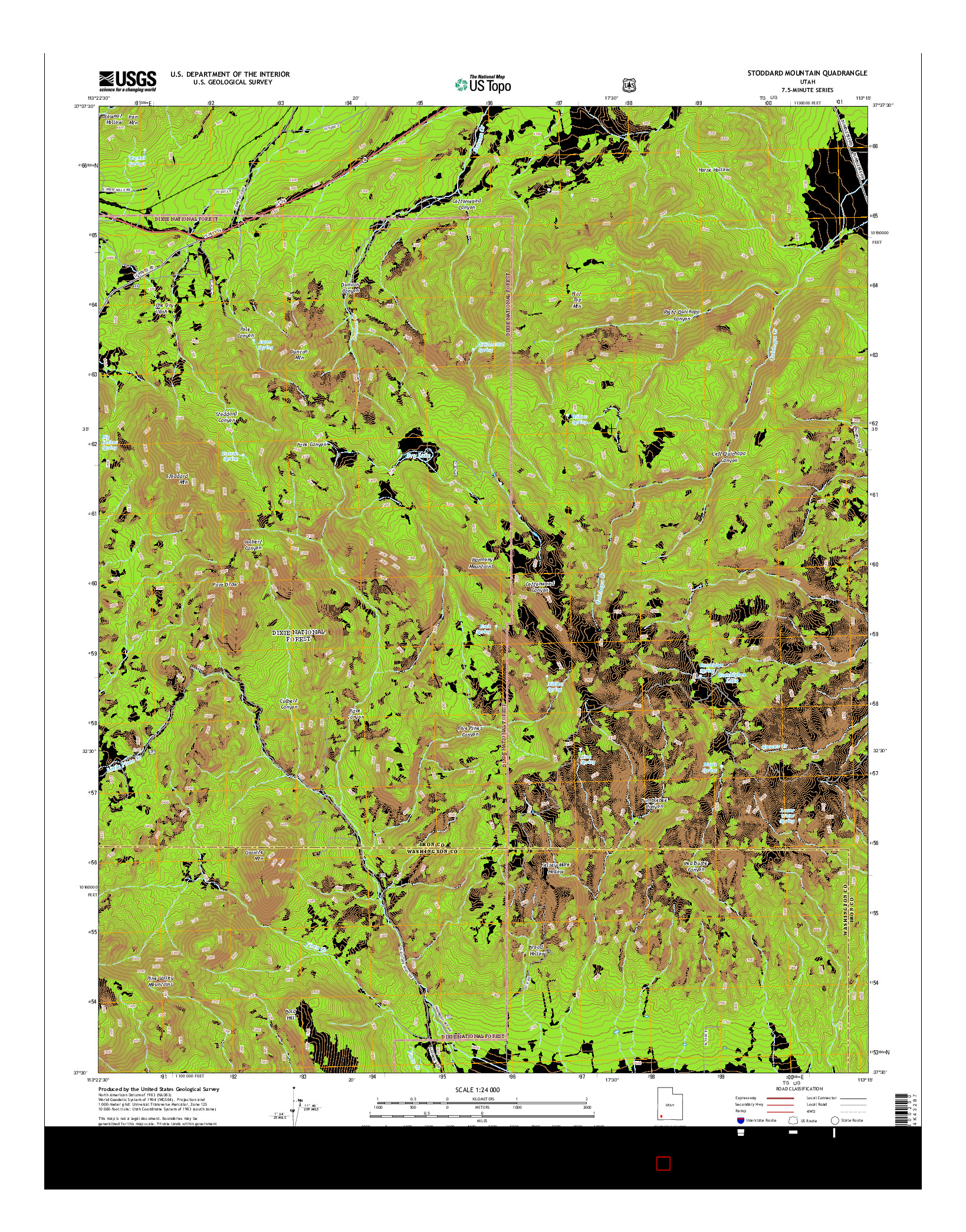 USGS US TOPO 7.5-MINUTE MAP FOR STODDARD MOUNTAIN, UT 2014