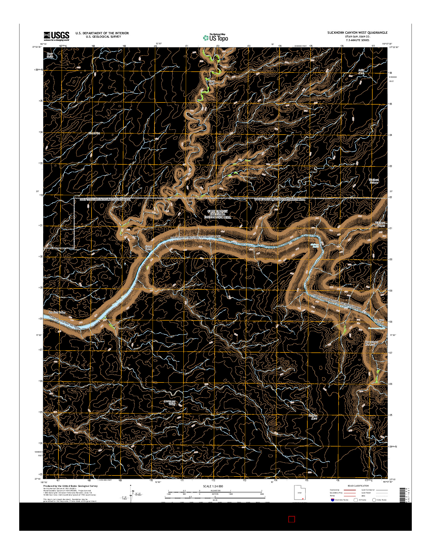 USGS US TOPO 7.5-MINUTE MAP FOR SLICKHORN CANYON WEST, UT 2014