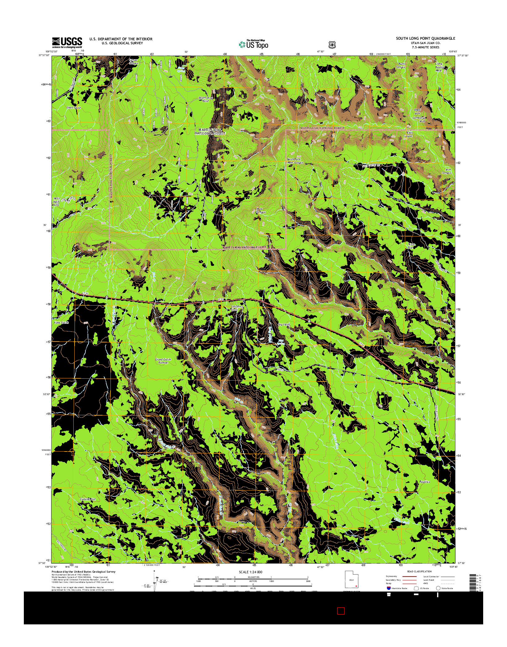 USGS US TOPO 7.5-MINUTE MAP FOR SOUTH LONG POINT, UT 2014