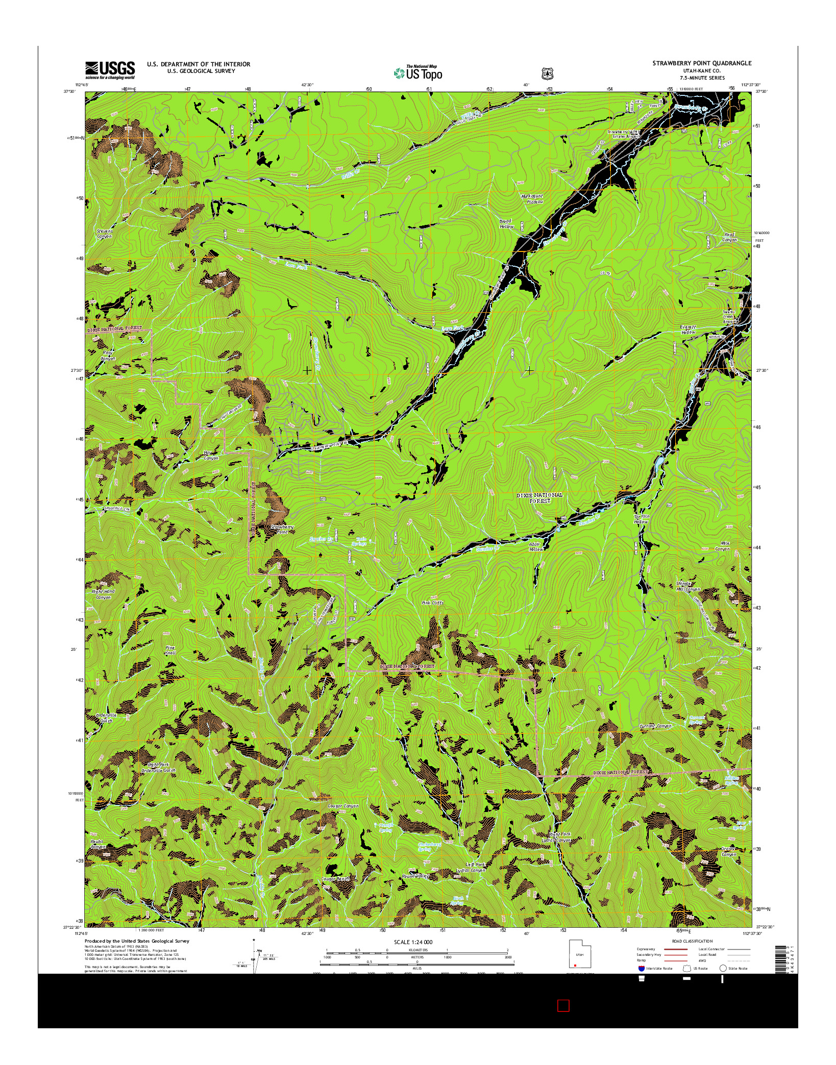 USGS US TOPO 7.5-MINUTE MAP FOR STRAWBERRY POINT, UT 2014