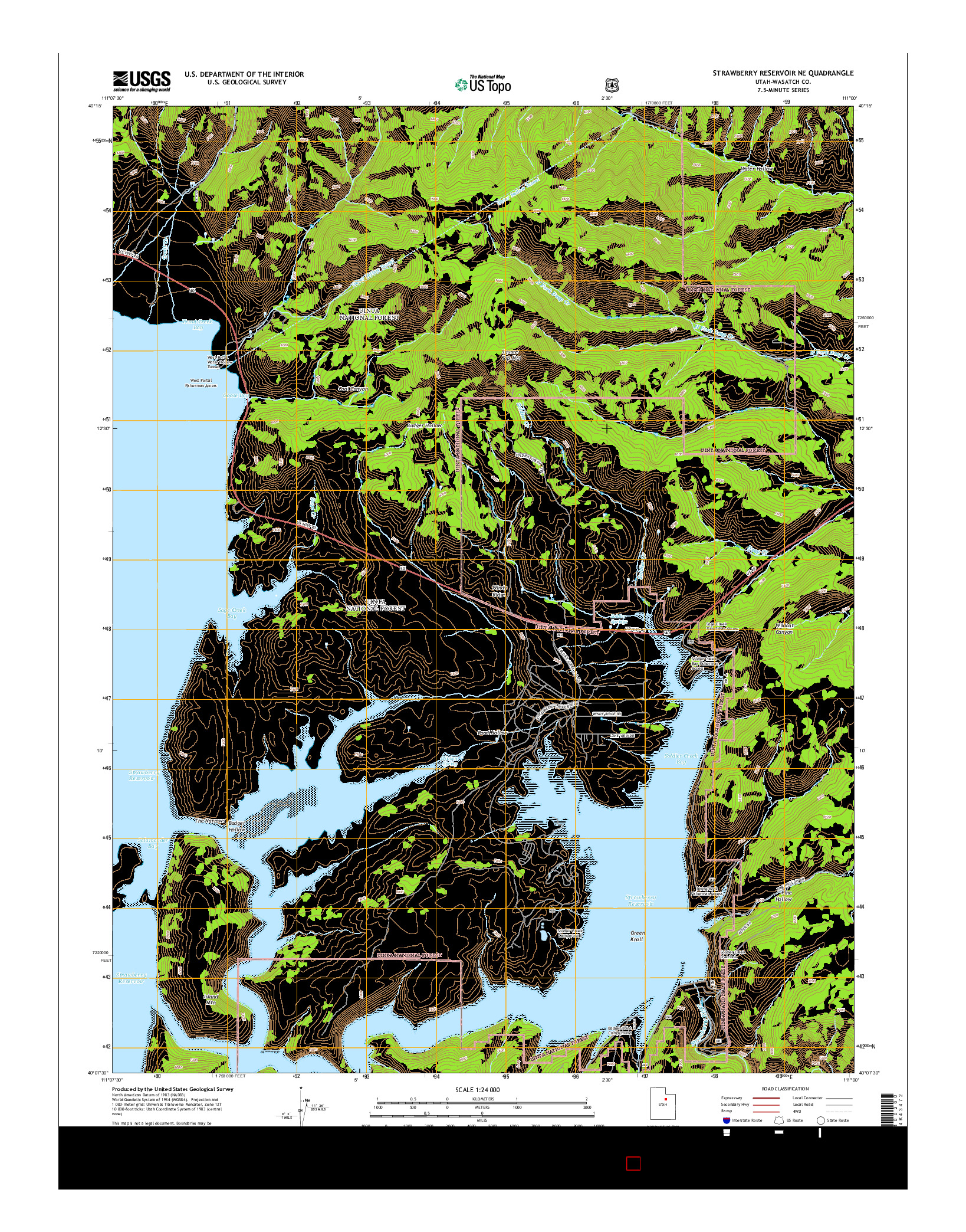 USGS US TOPO 7.5-MINUTE MAP FOR STRAWBERRY RESERVOIR NE, UT 2014