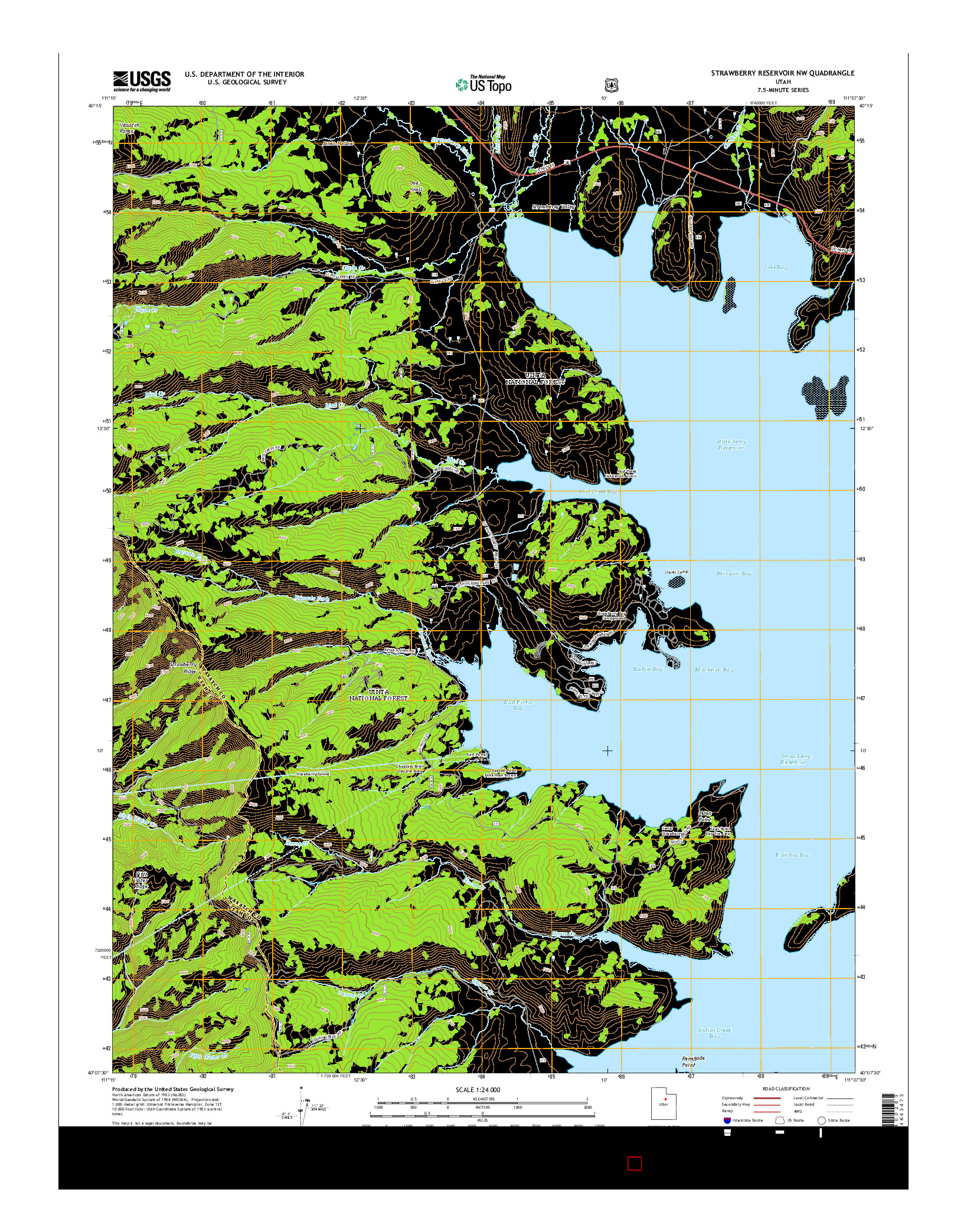 USGS US TOPO 7.5-MINUTE MAP FOR STRAWBERRY RESERVOIR NW, UT 2014