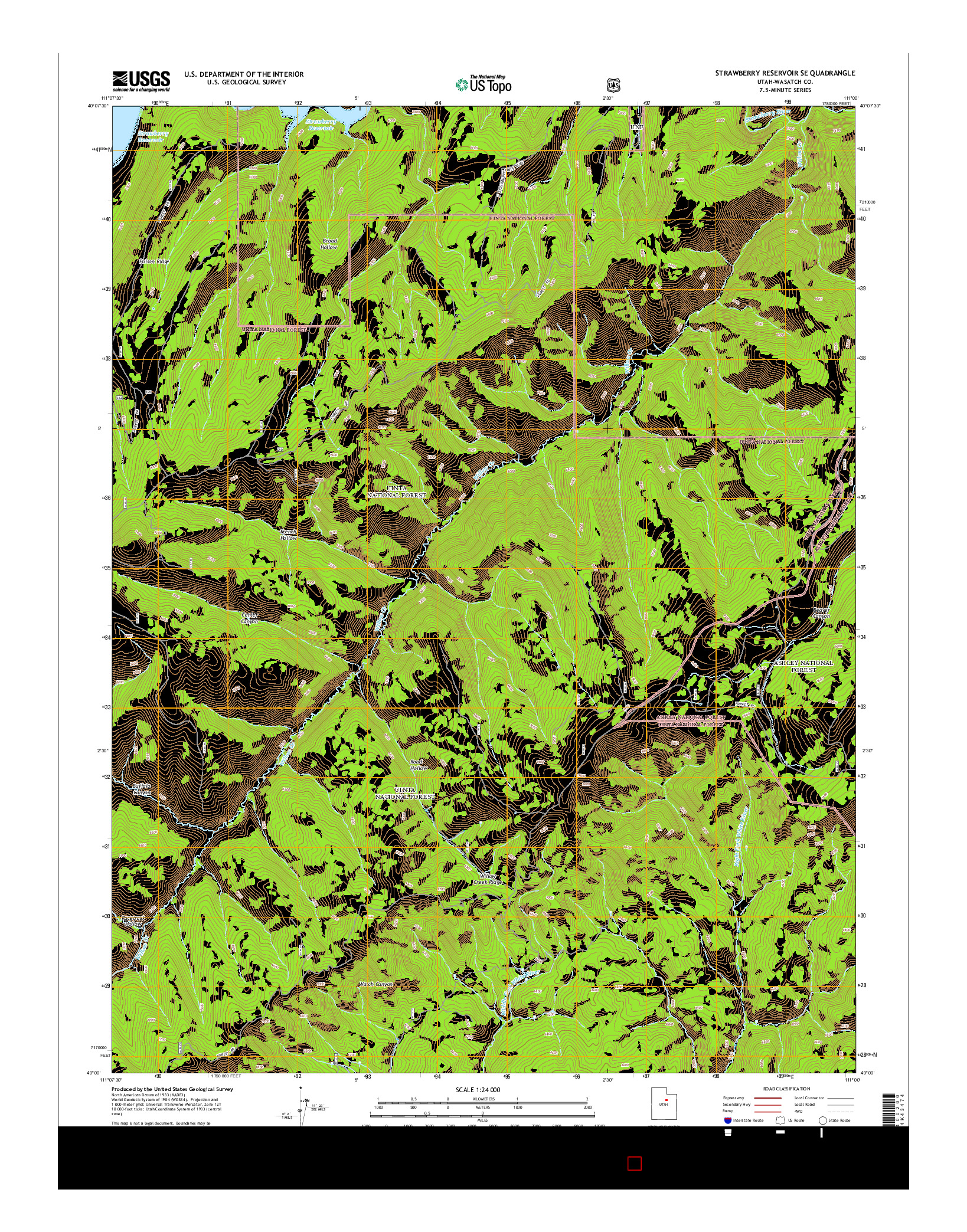 USGS US TOPO 7.5-MINUTE MAP FOR STRAWBERRY RESERVOIR SE, UT 2014