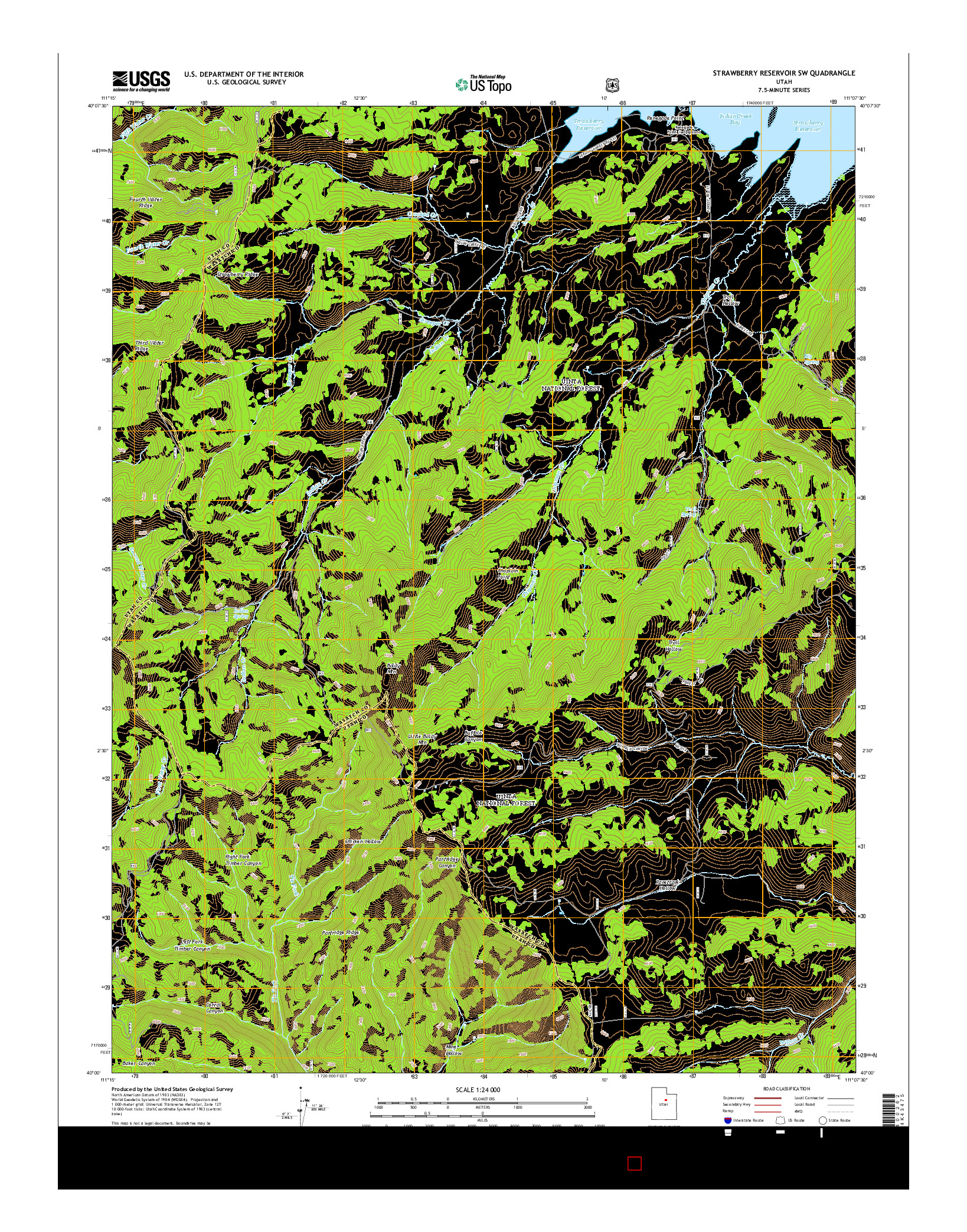 USGS US TOPO 7.5-MINUTE MAP FOR STRAWBERRY RESERVOIR SW, UT 2014