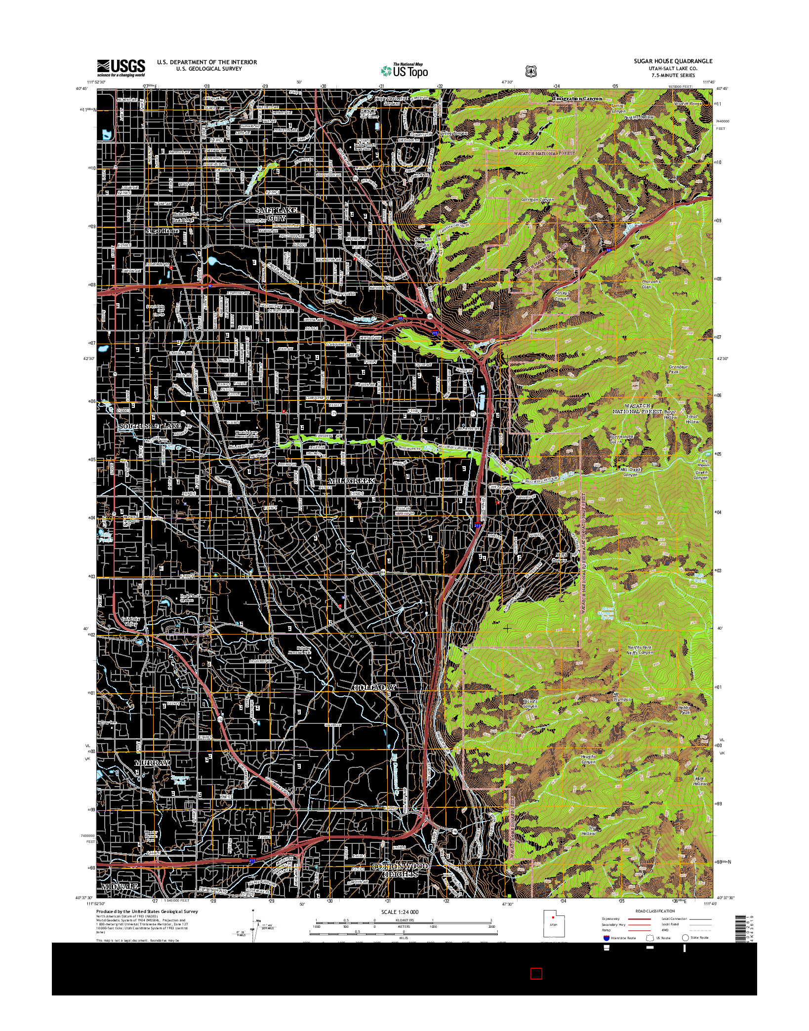 USGS US TOPO 7.5-MINUTE MAP FOR SUGAR HOUSE, UT 2014