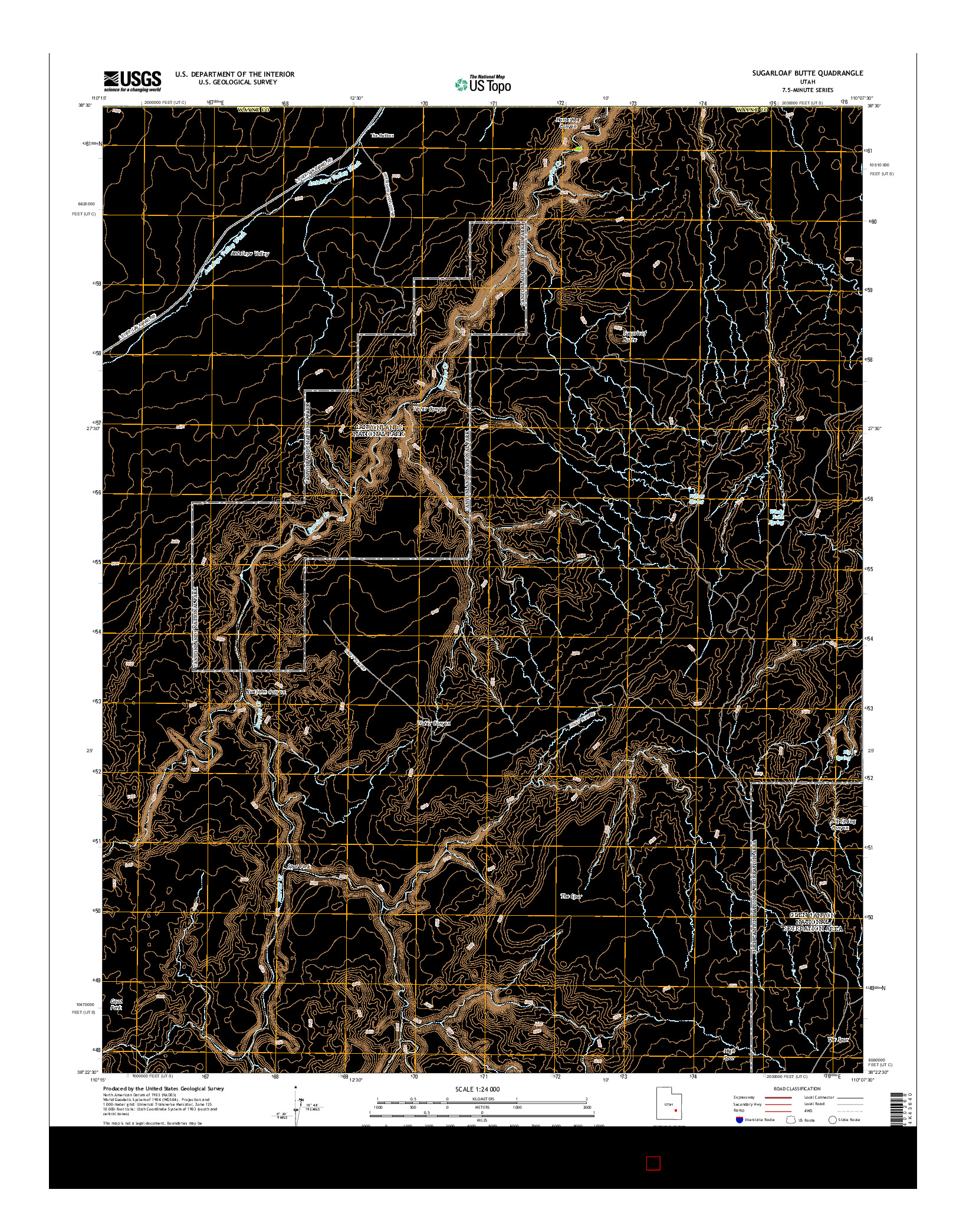 USGS US TOPO 7.5-MINUTE MAP FOR SUGARLOAF BUTTE, UT 2014